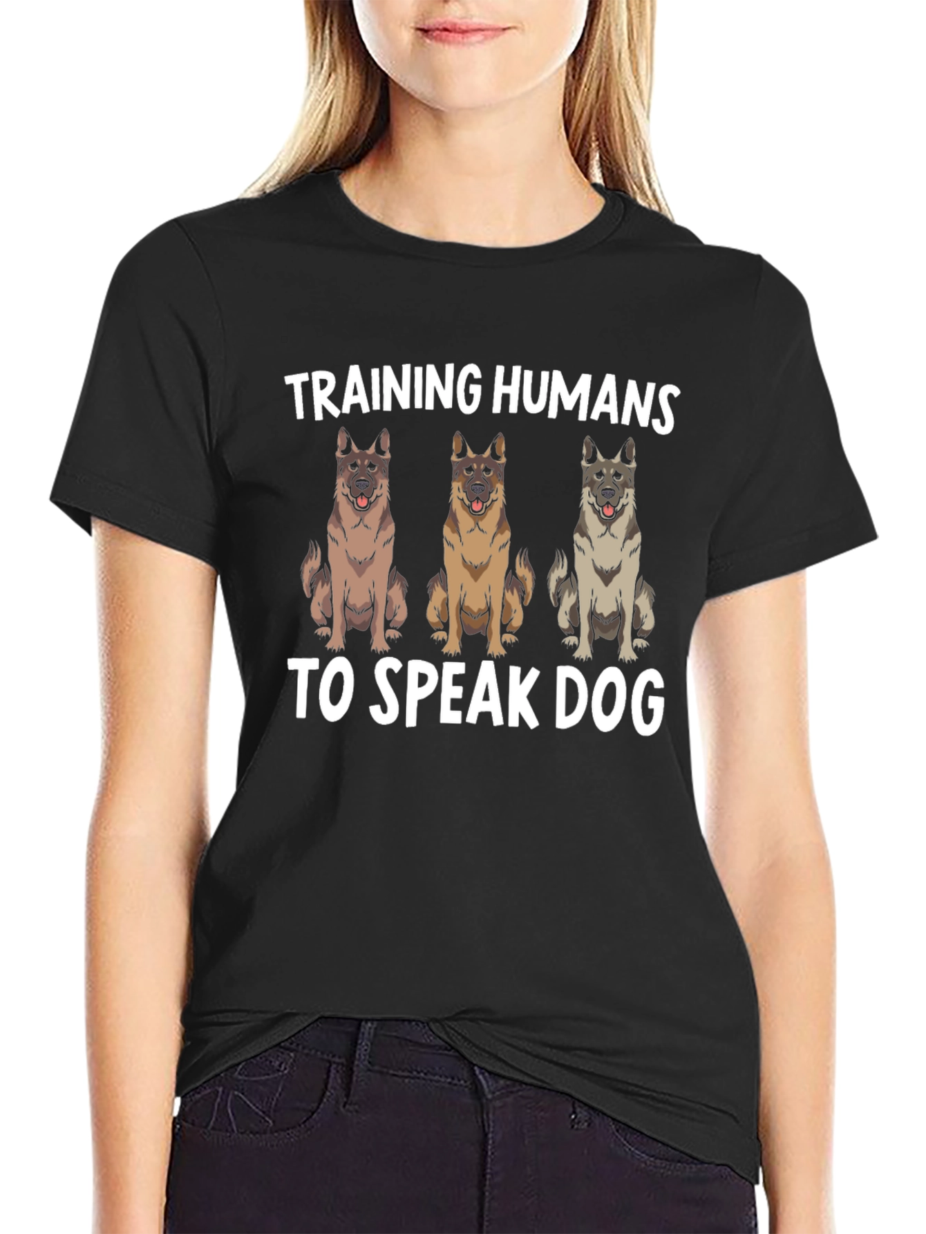 Black Training Humans To Speak Dog T-Shirt view 2