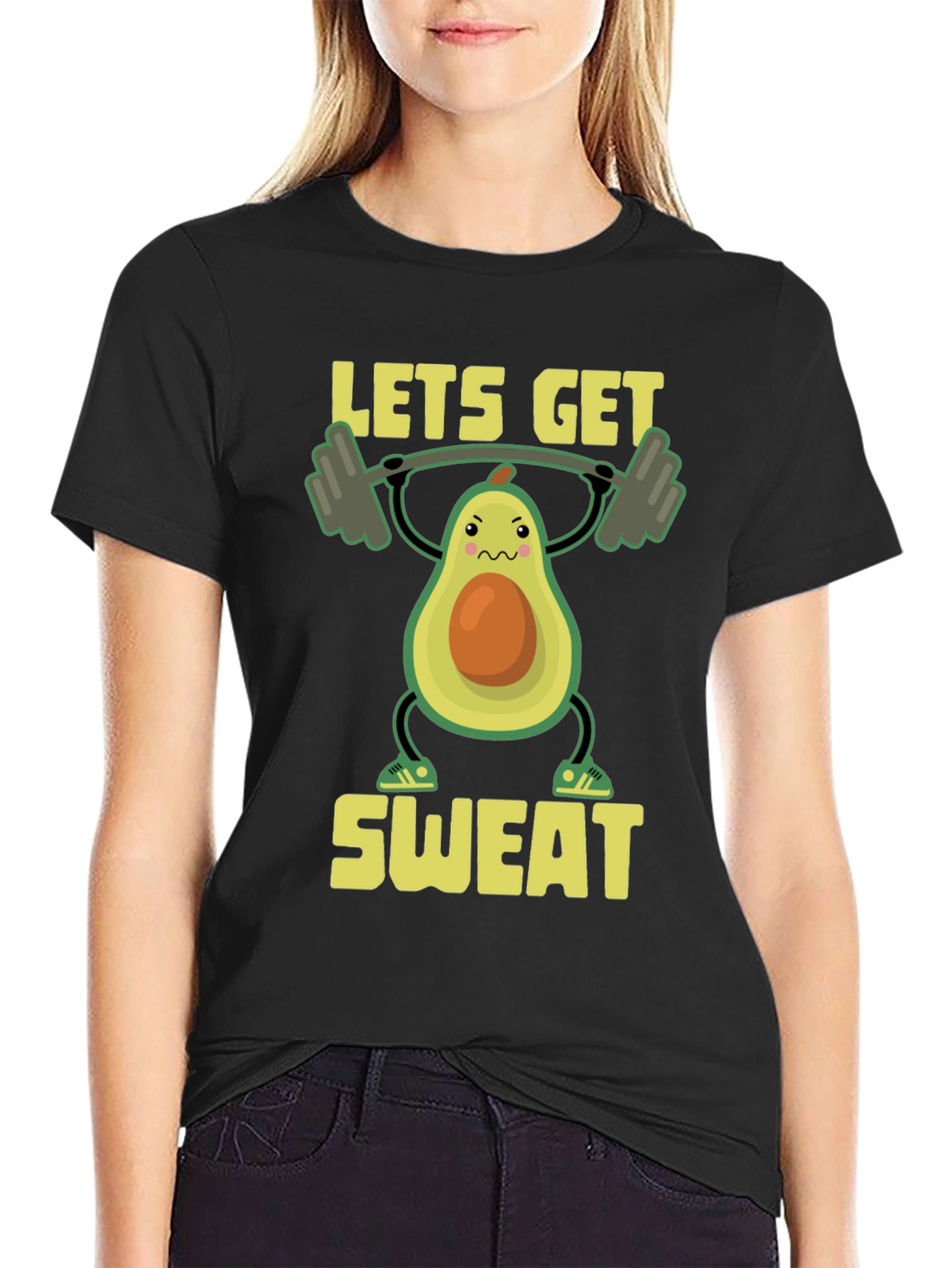 Black Funny Workout Avocado T-Shirt - Let's Get Sweat! view 2