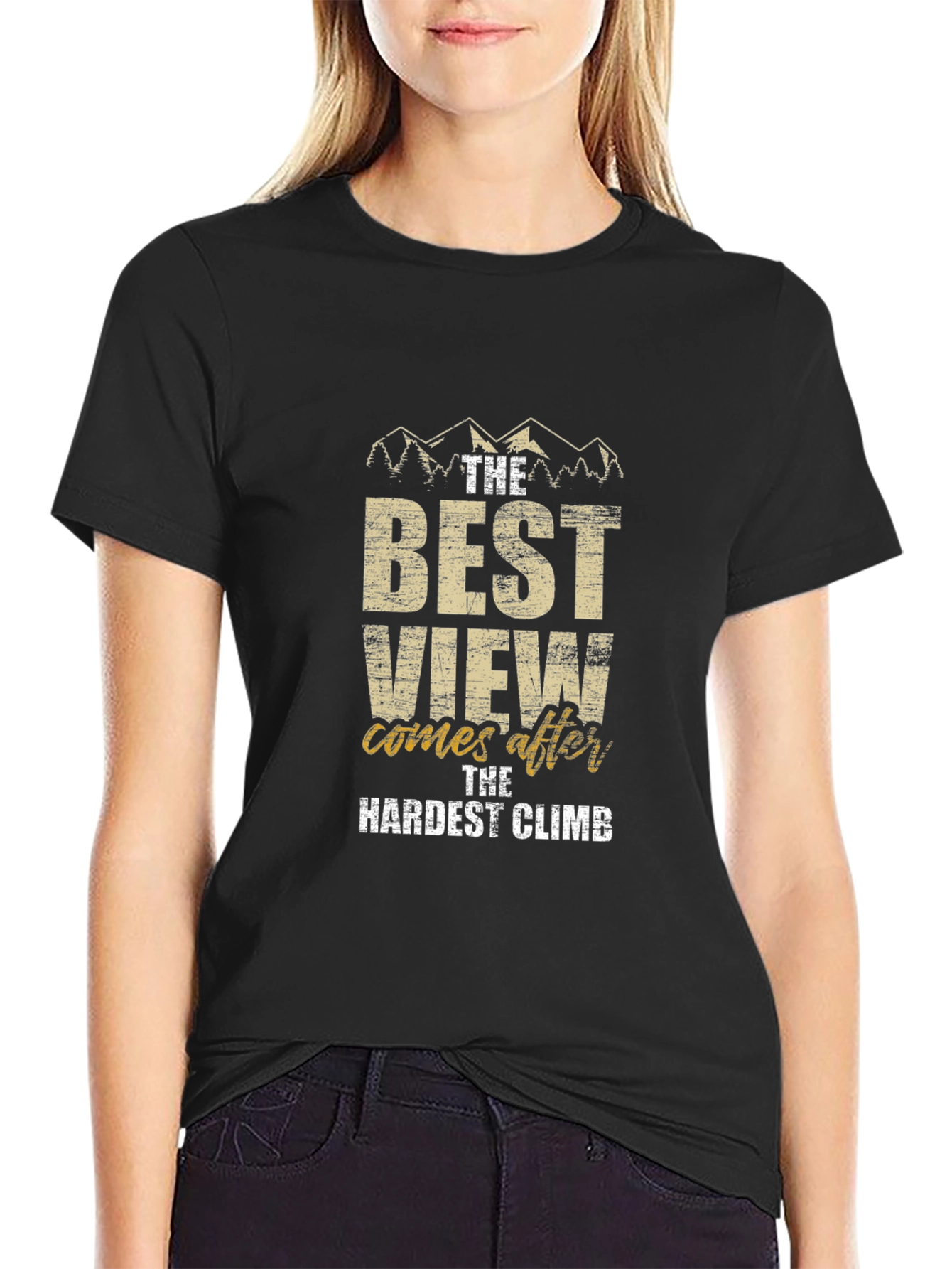 Black Motivational Climb T-Shirt - Best View view 2