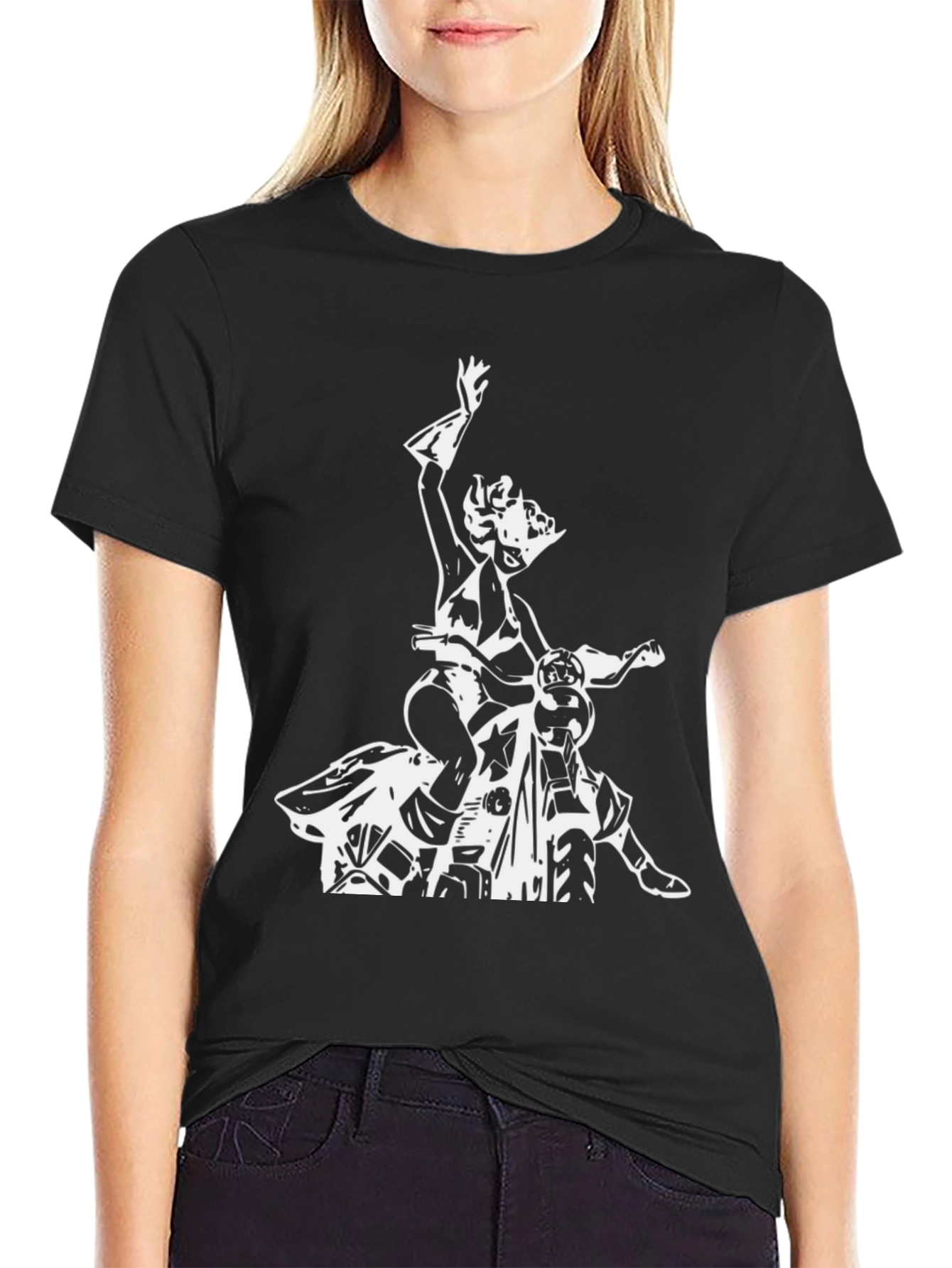 Black Black T-Shirt with Retro Motorcycle Graphic view 2