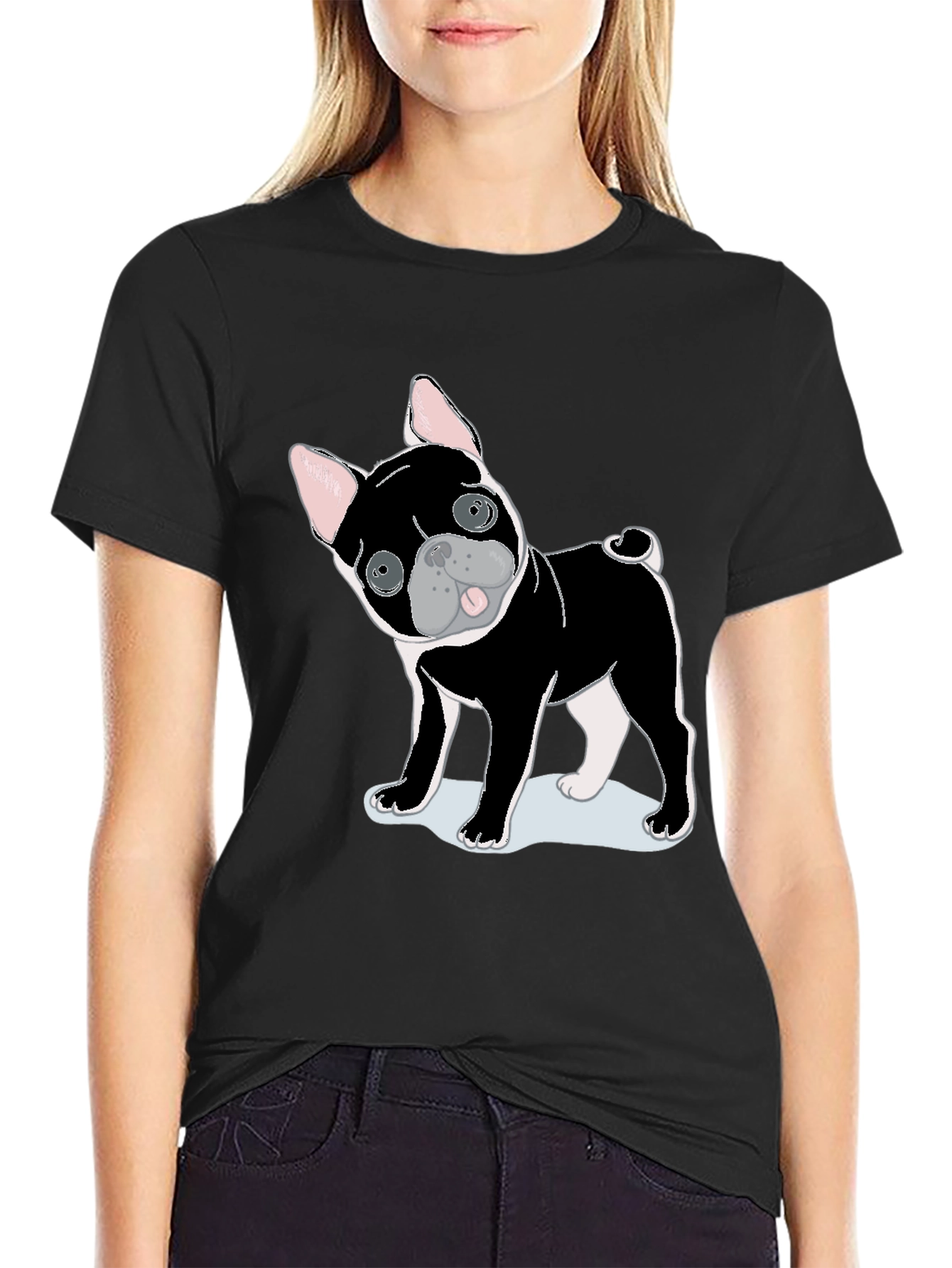 Black Dog Graphic Tee - Cute Puppy Shirt view 2