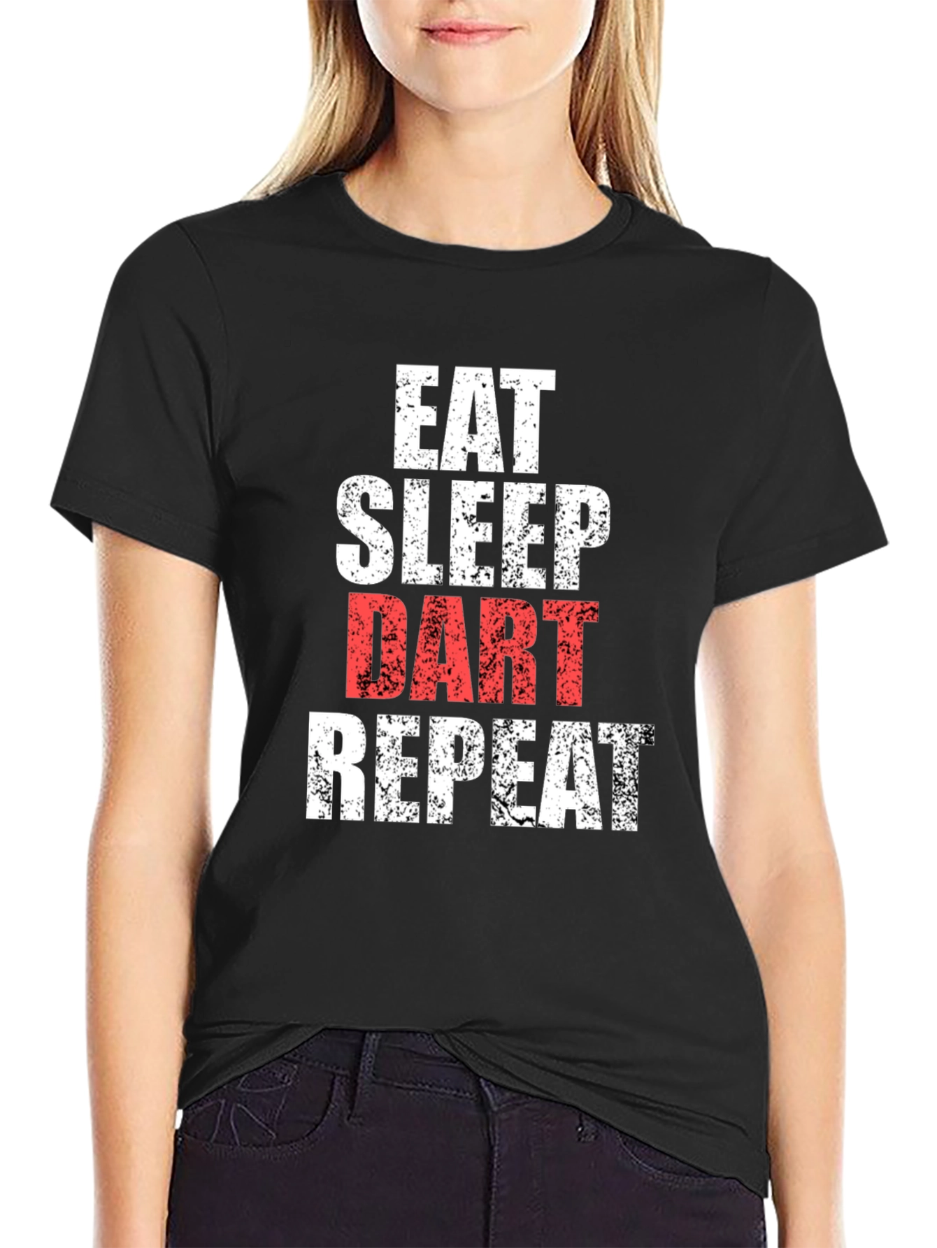 Black Eat Sleep Dart Repeat Funny T-Shirt view 2