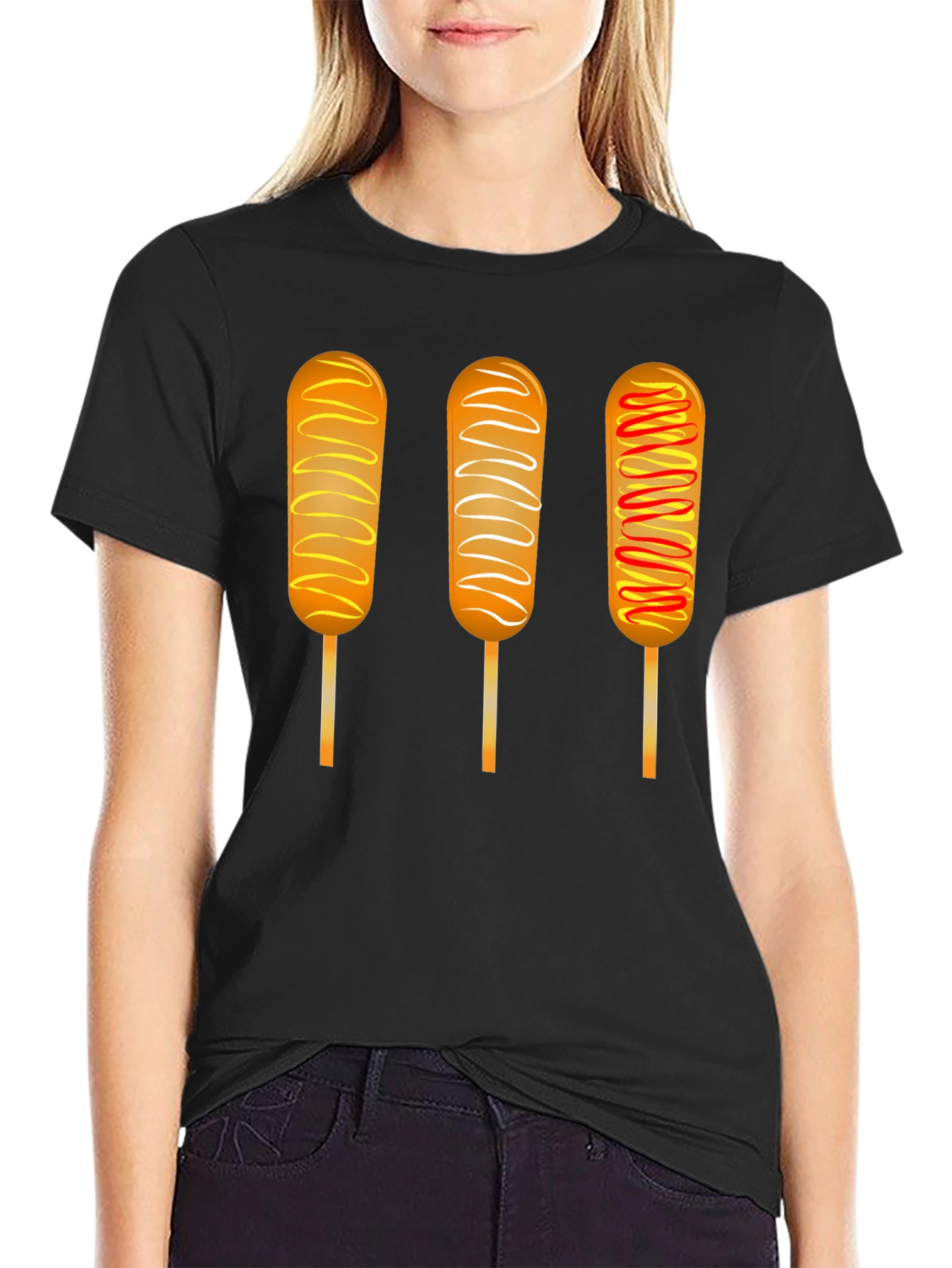 Black Corn Dog T-Shirt: Unique Foodie Graphic Tee view 2