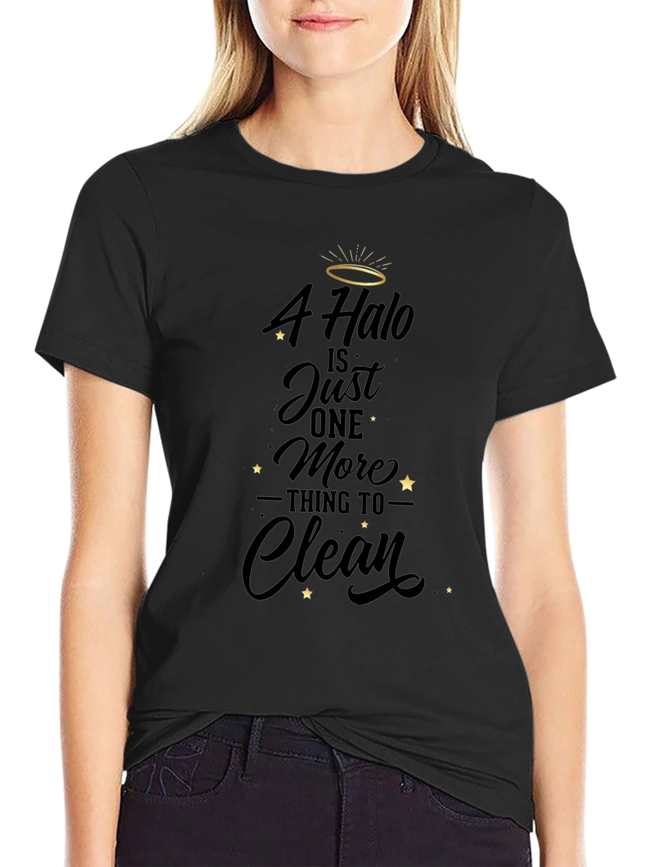 Black Halo Cleaning Funny T-Shirt view 2