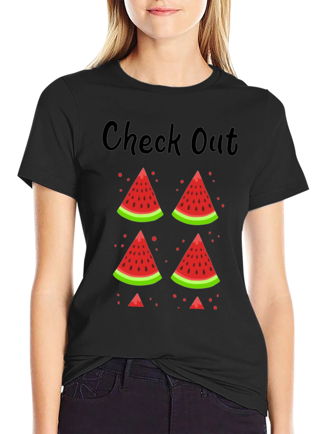 Black Watermelon Graphic Tee - Check Out This Summer Shirt view 2