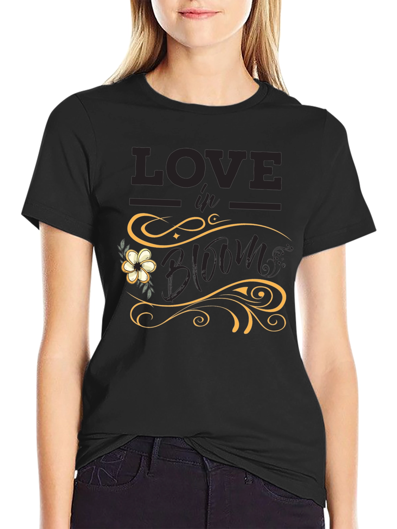 Black Love In Bloom Graphic Tee - Black view 2
