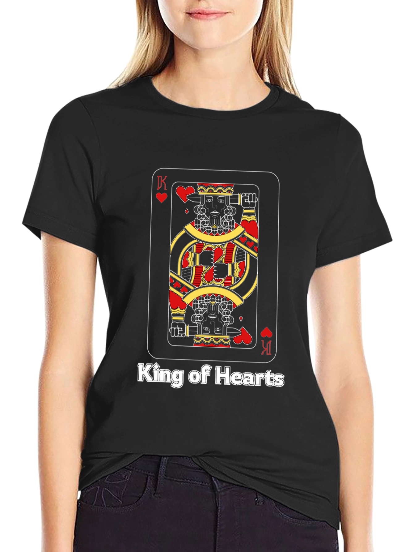 Black King of Hearts Graphic T-Shirt - Black view 2