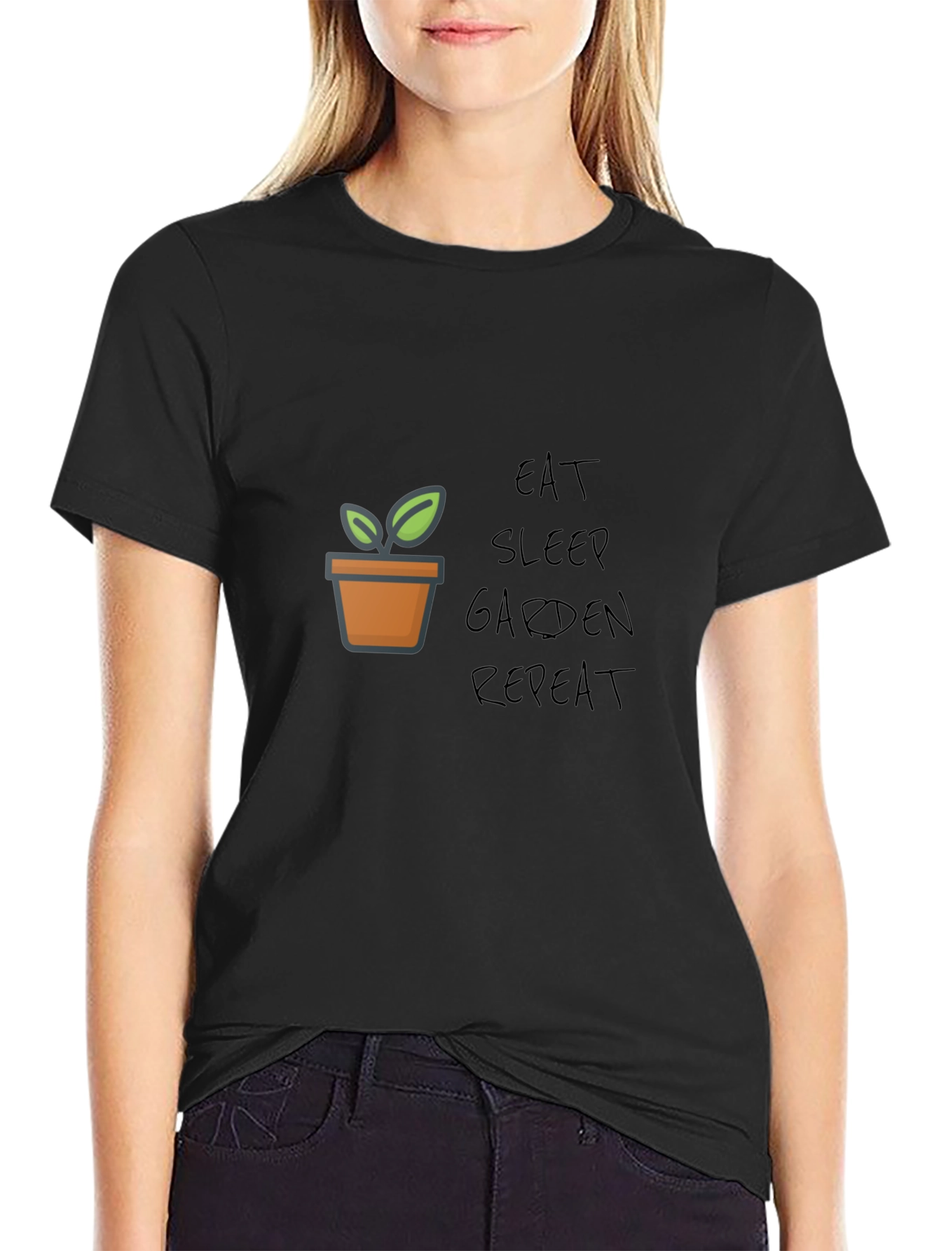 Black Eat Sleep Garden Repeat Graphic Tee view 2
