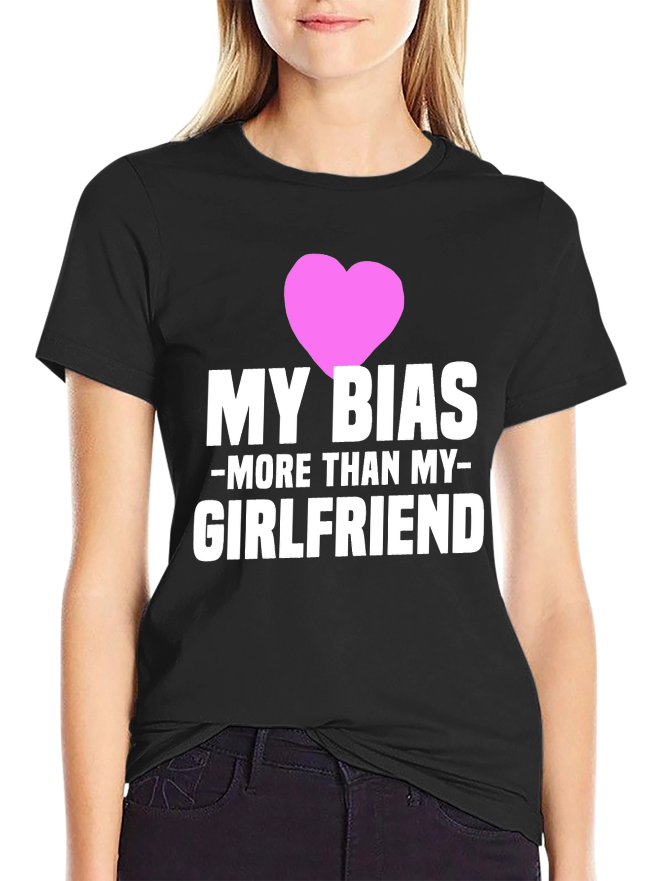Black My Bias More Than My Girlfriend T-Shirt view 2