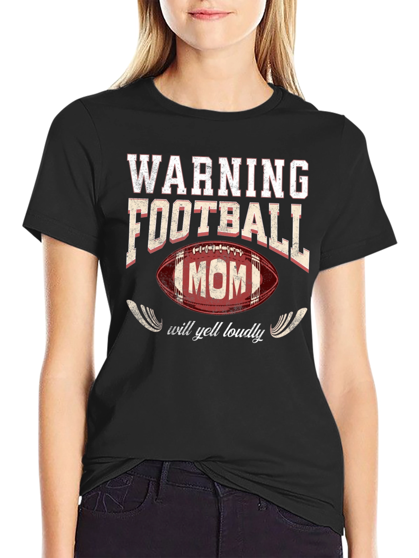 Warning Football Mom Graphic Tee - 2