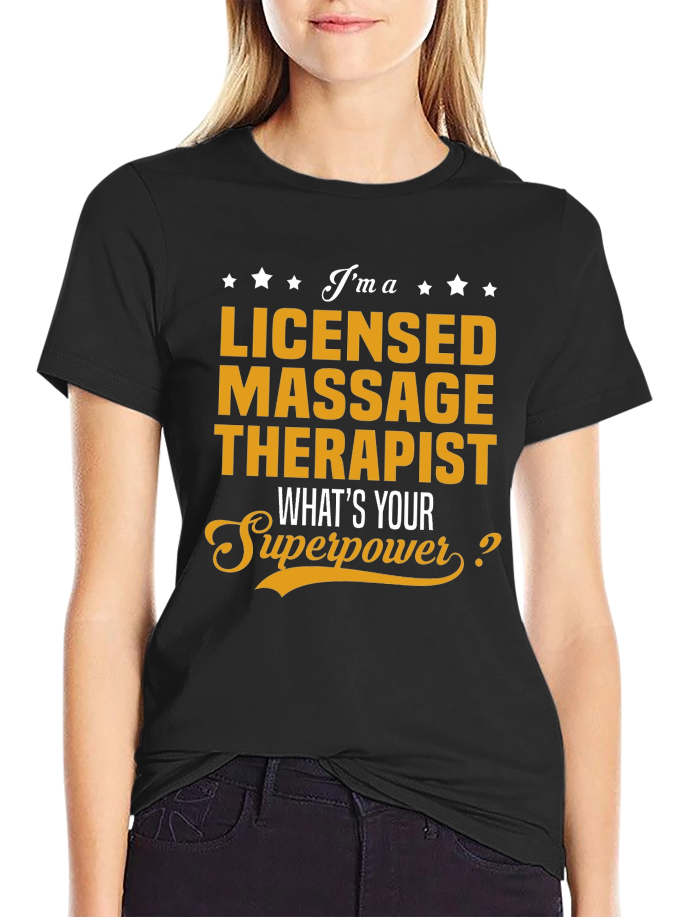 Black Licensed Massage Therapist Novelty T-Shirt view 2