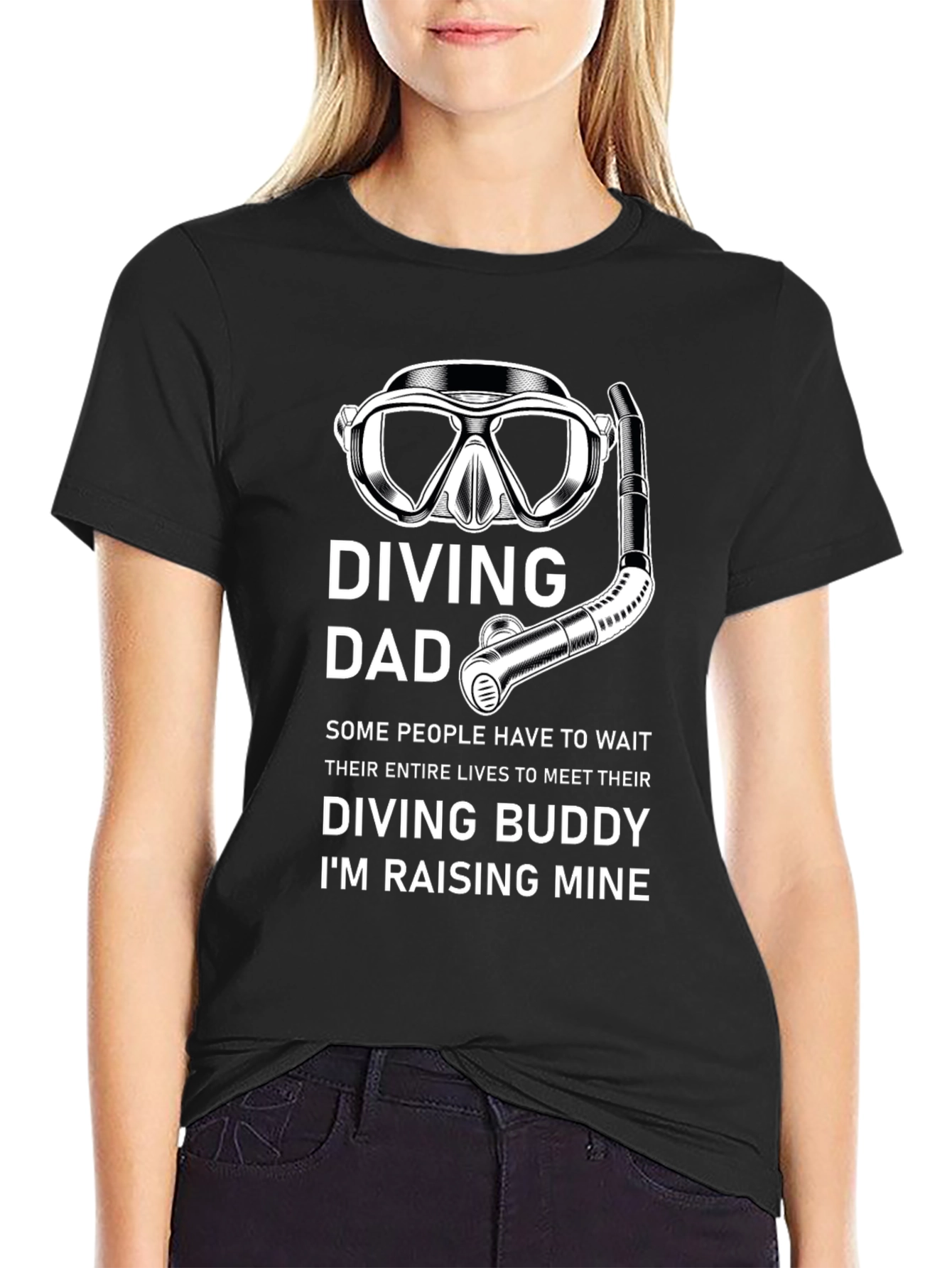 Black Diving Dad T-Shirt - Raise Your Diving Buddy view 2