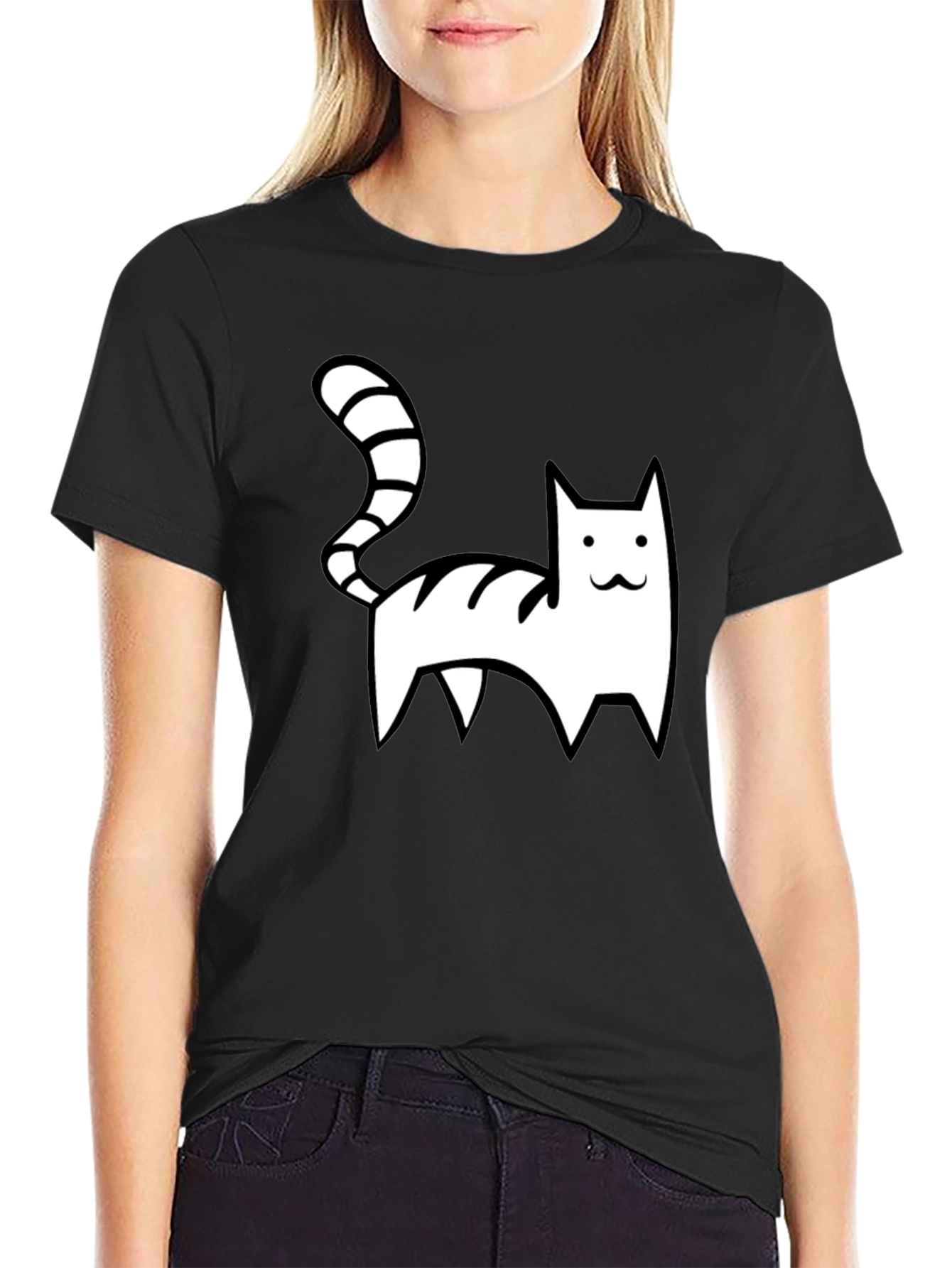 Black Cool Cat Graphic Tee - Black Casual Shirt view 2