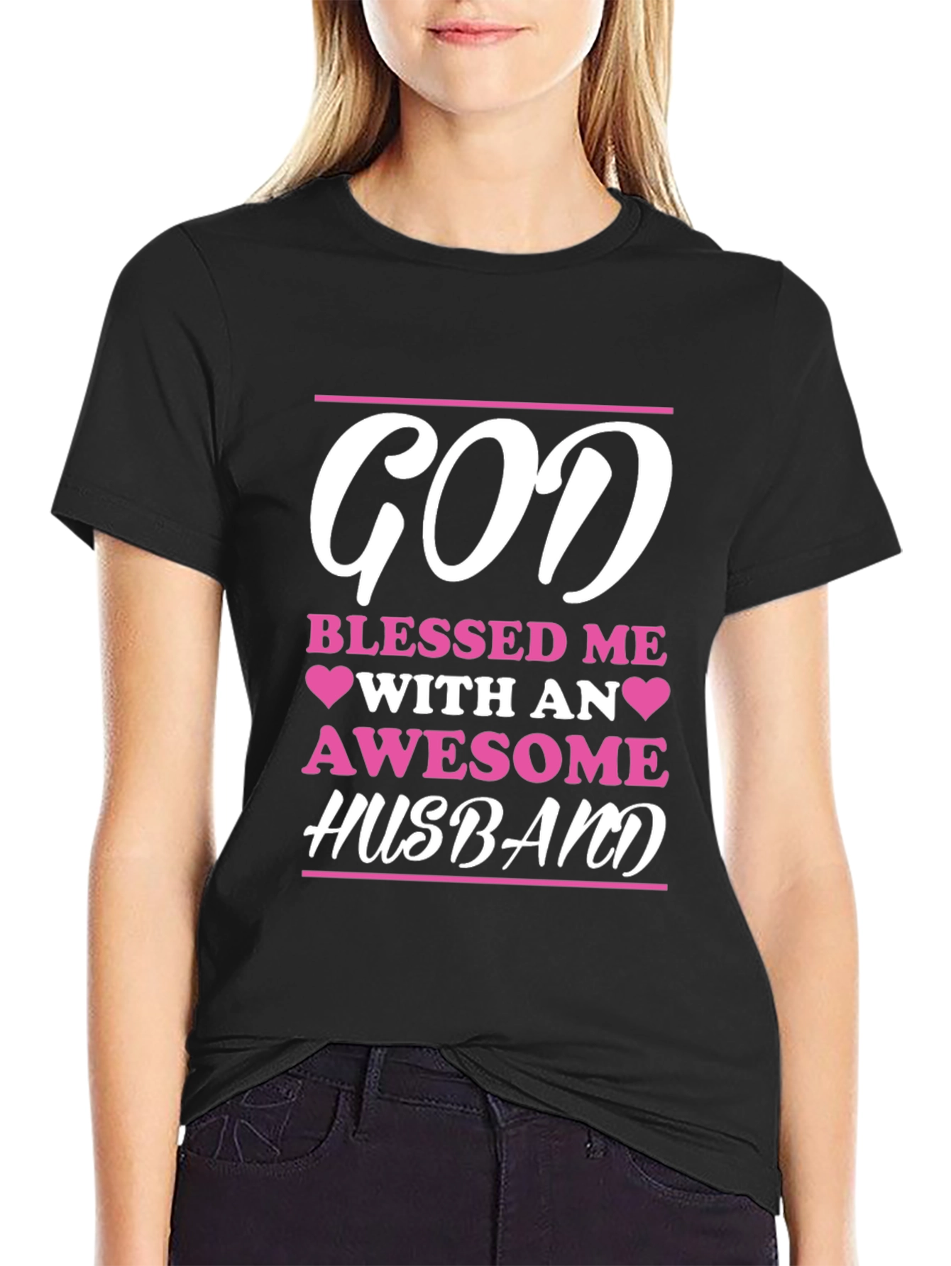 Black God Blessed Me Awesome Husband Graphic Tee view 2