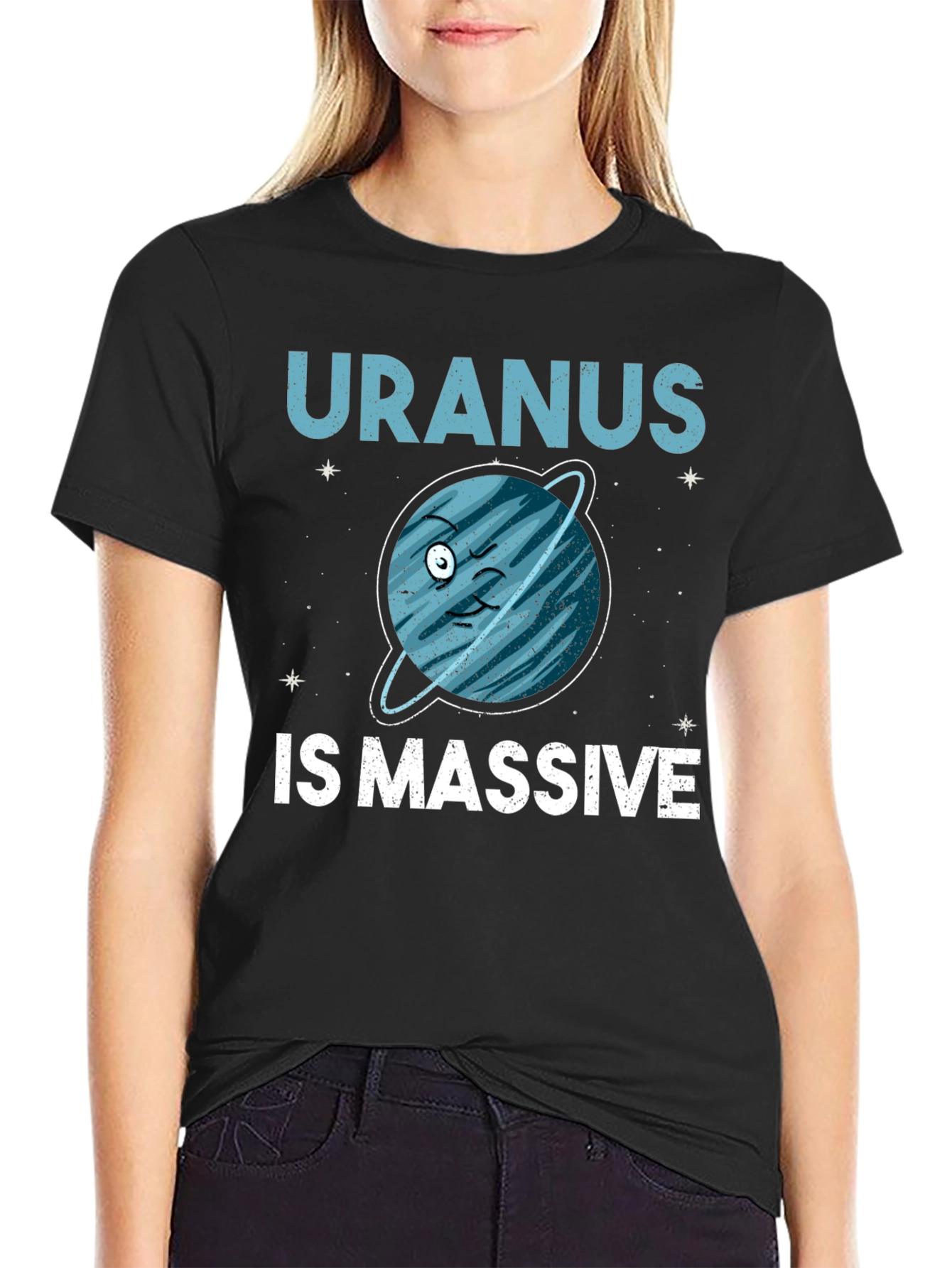 Black Uranus Is Massive Graphic Tee - Funny Space Shirt view 2