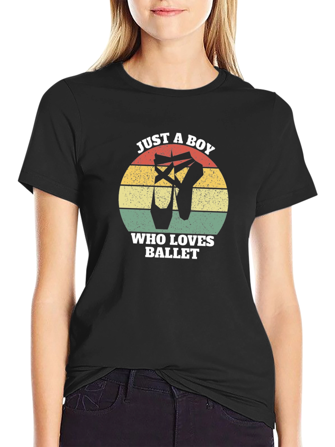 Black Ballet Lover T-Shirt - Just a Boy Who Loves Ballet view 2