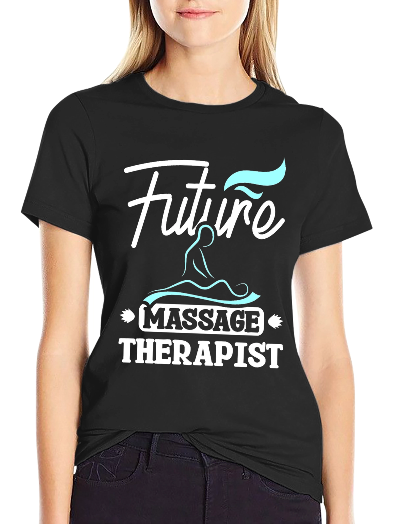 Black Future Massage Therapist Graphic T-Shirt view 2