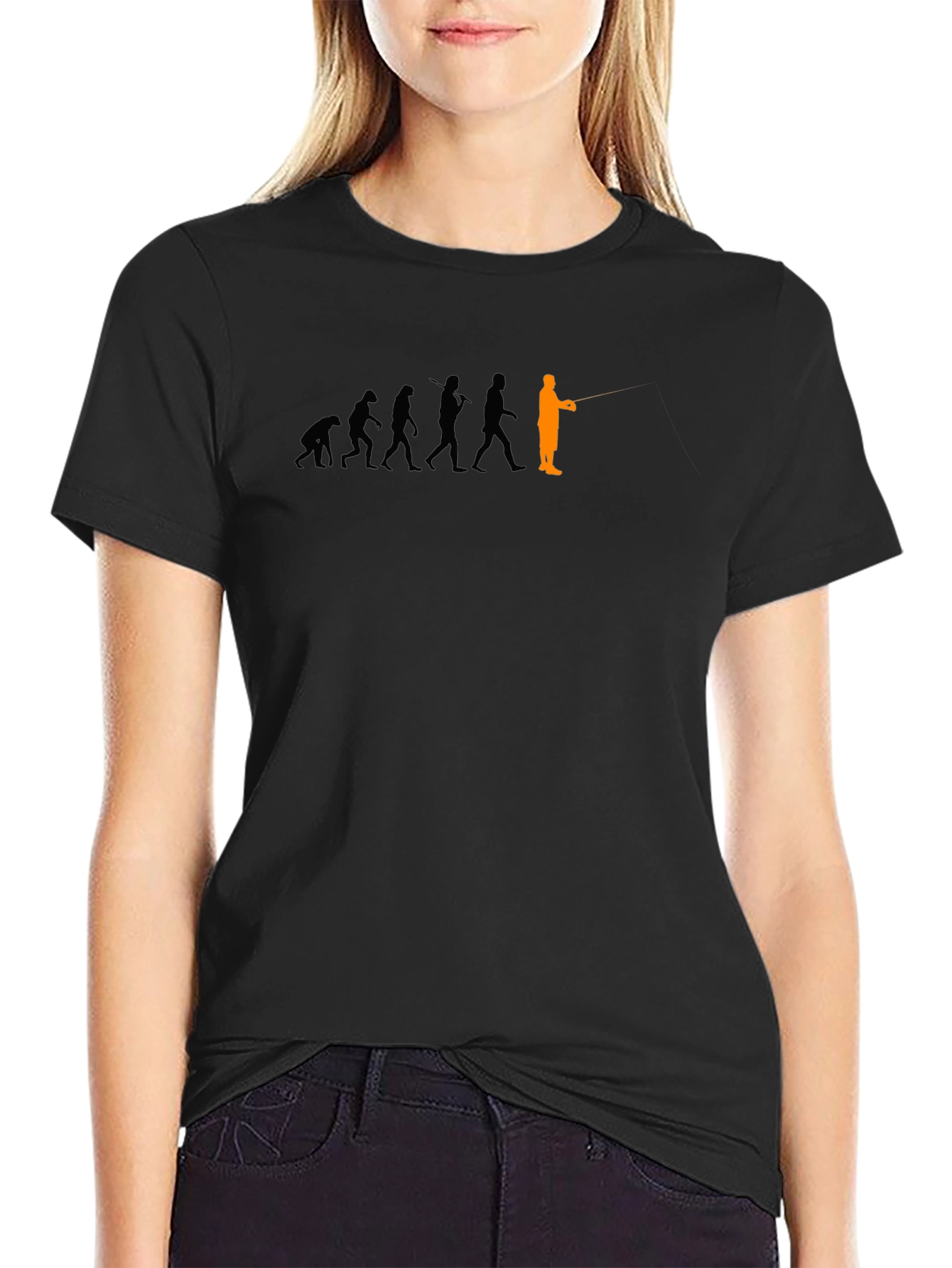 Black Evolution of Fishing T-Shirt, Black view 2