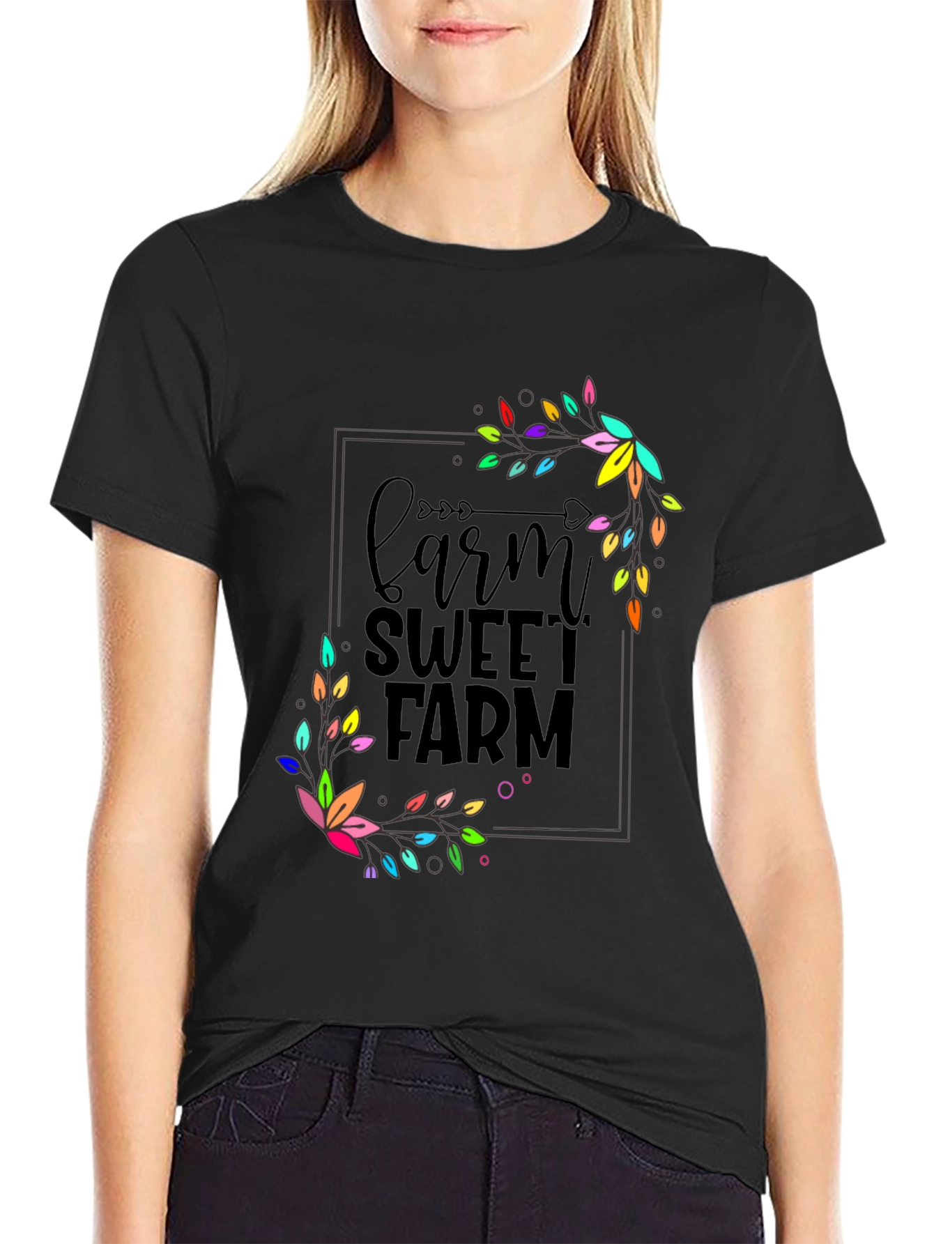 Black Farm Sweet Farm Graphic T-Shirt - Black view 2