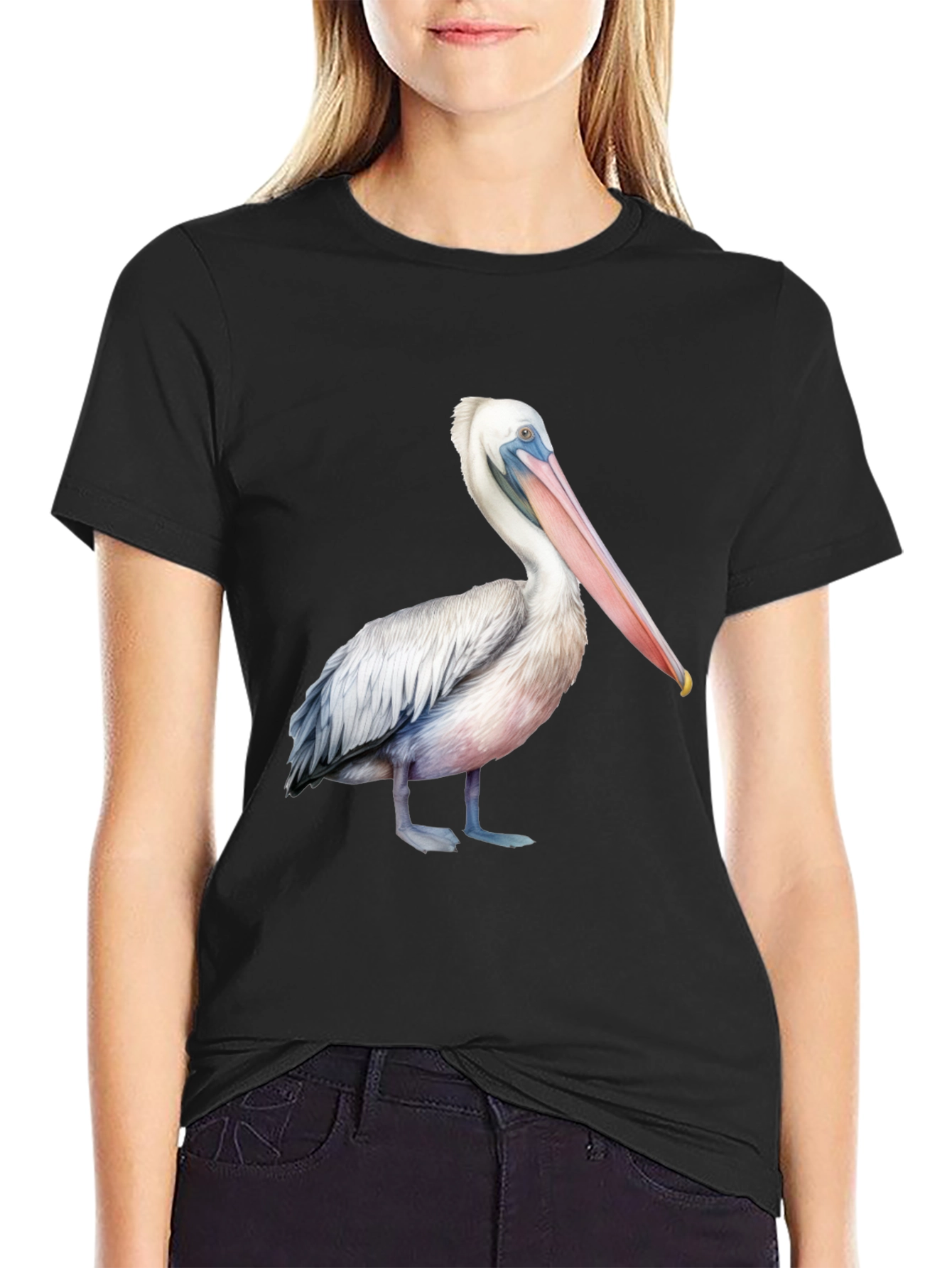 Black Pelican Graphic Print T-Shirt - Unisex Black Tee view 2