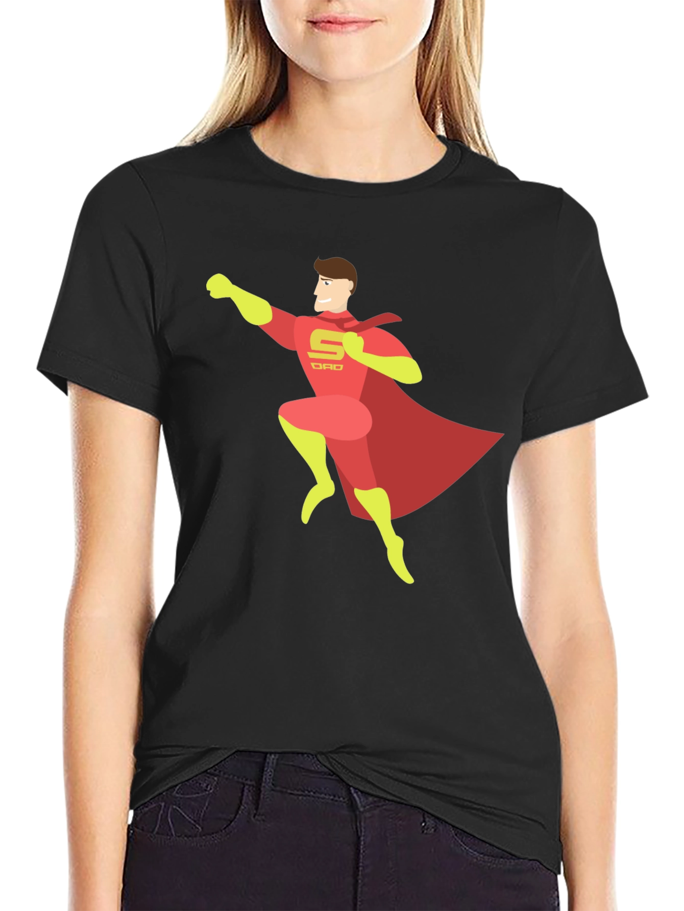 Black Super Dad T-Shirt - Hero Dad Tee view 2