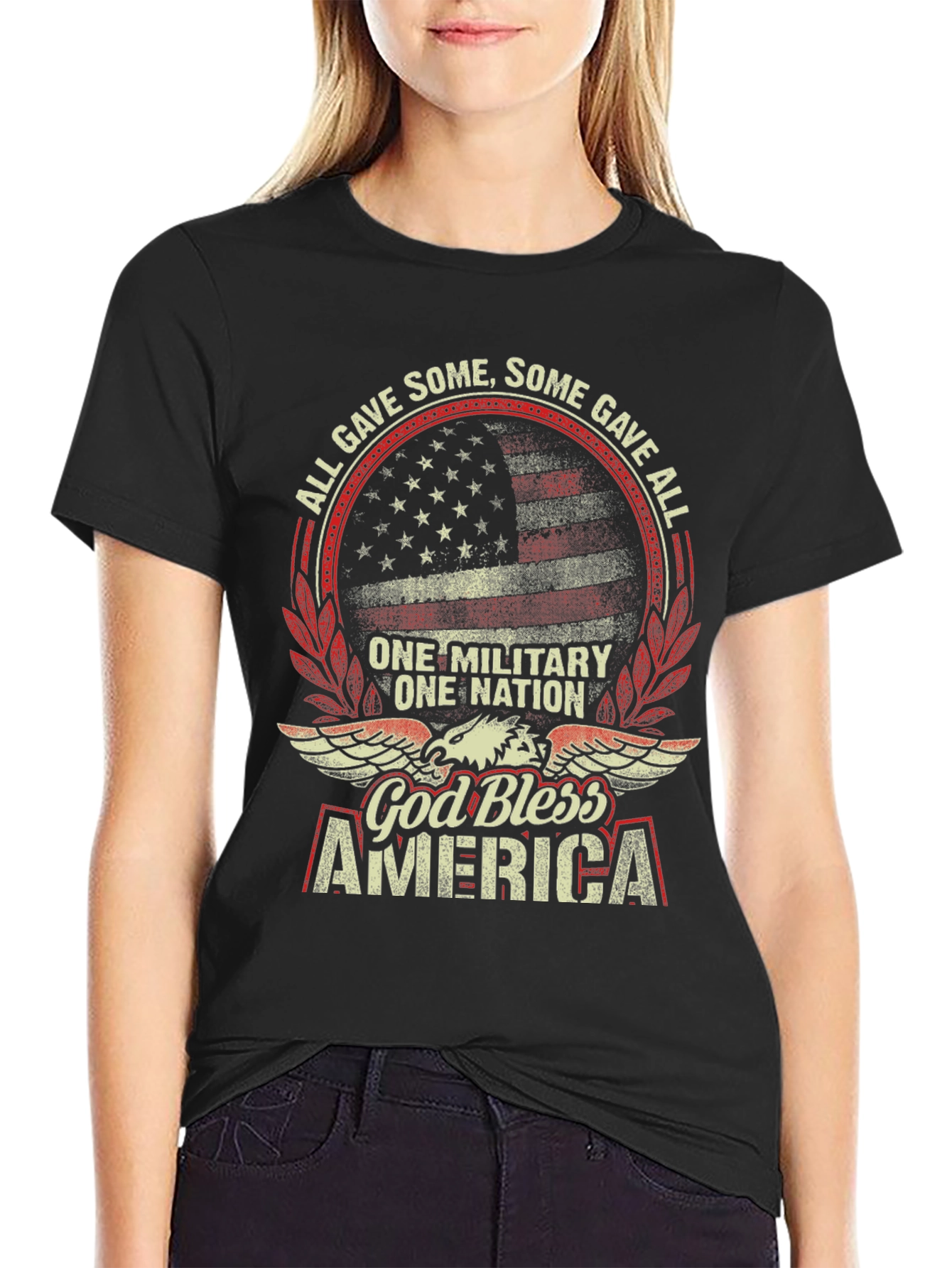 Black God Bless America Patriotic T-Shirt view 2