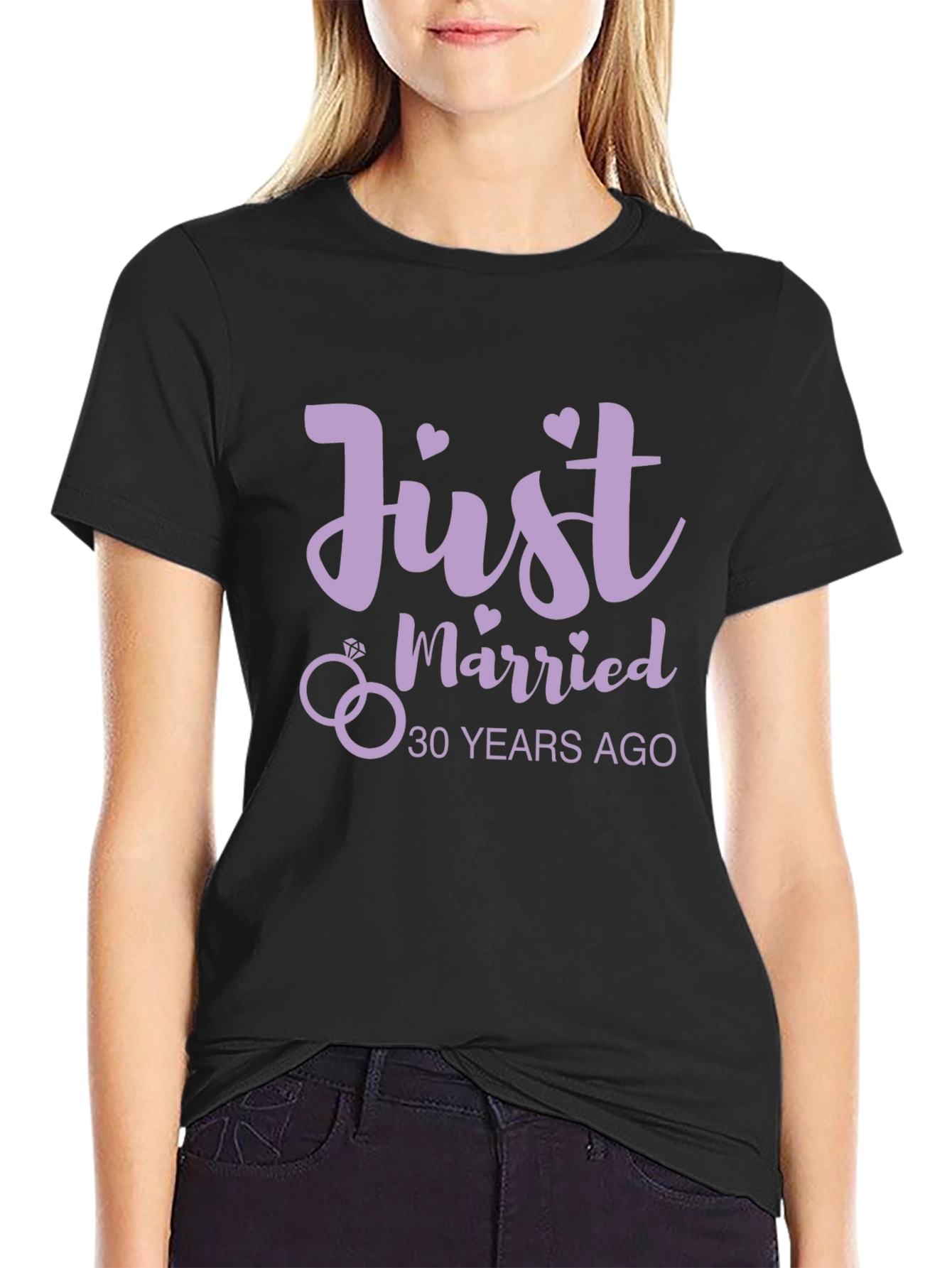 Black Just Married 30 Years Ago T-Shirt Anniversary Gift view 2