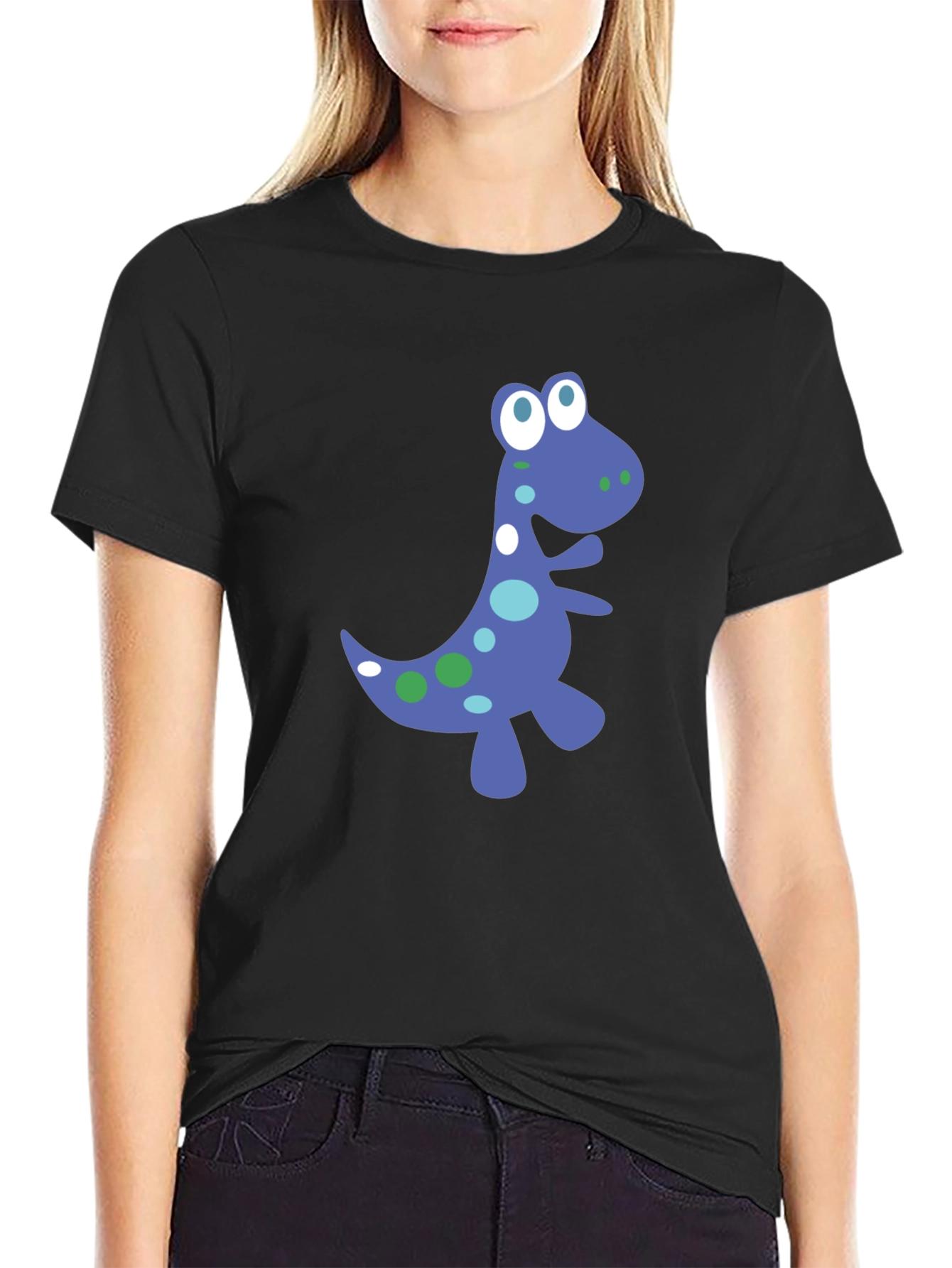 Black Dino Graphic Tee - Fun Black T-Shirt view 2