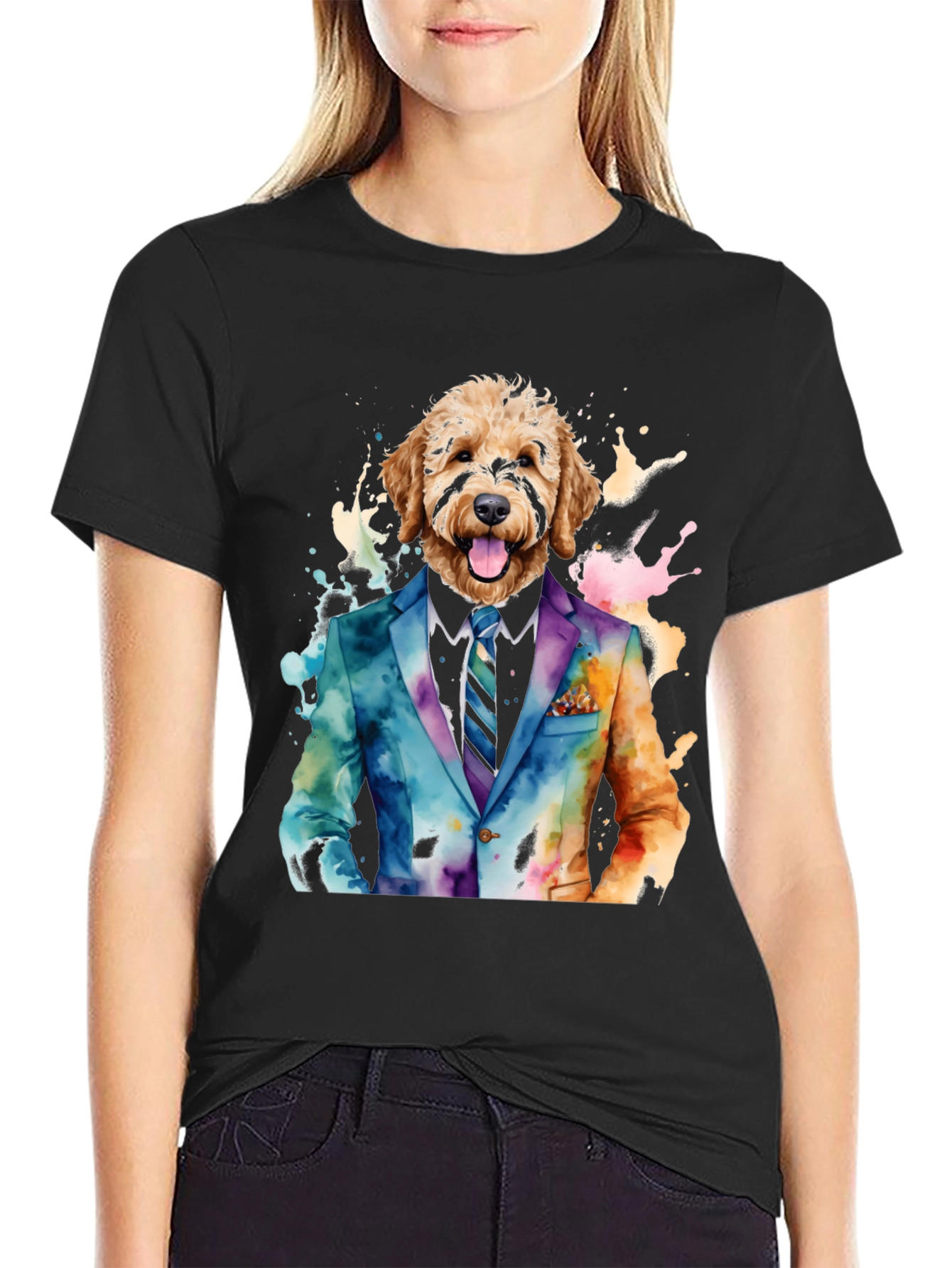 Black Dog in Suit Graphic Tee - Stylish & Unique view 2