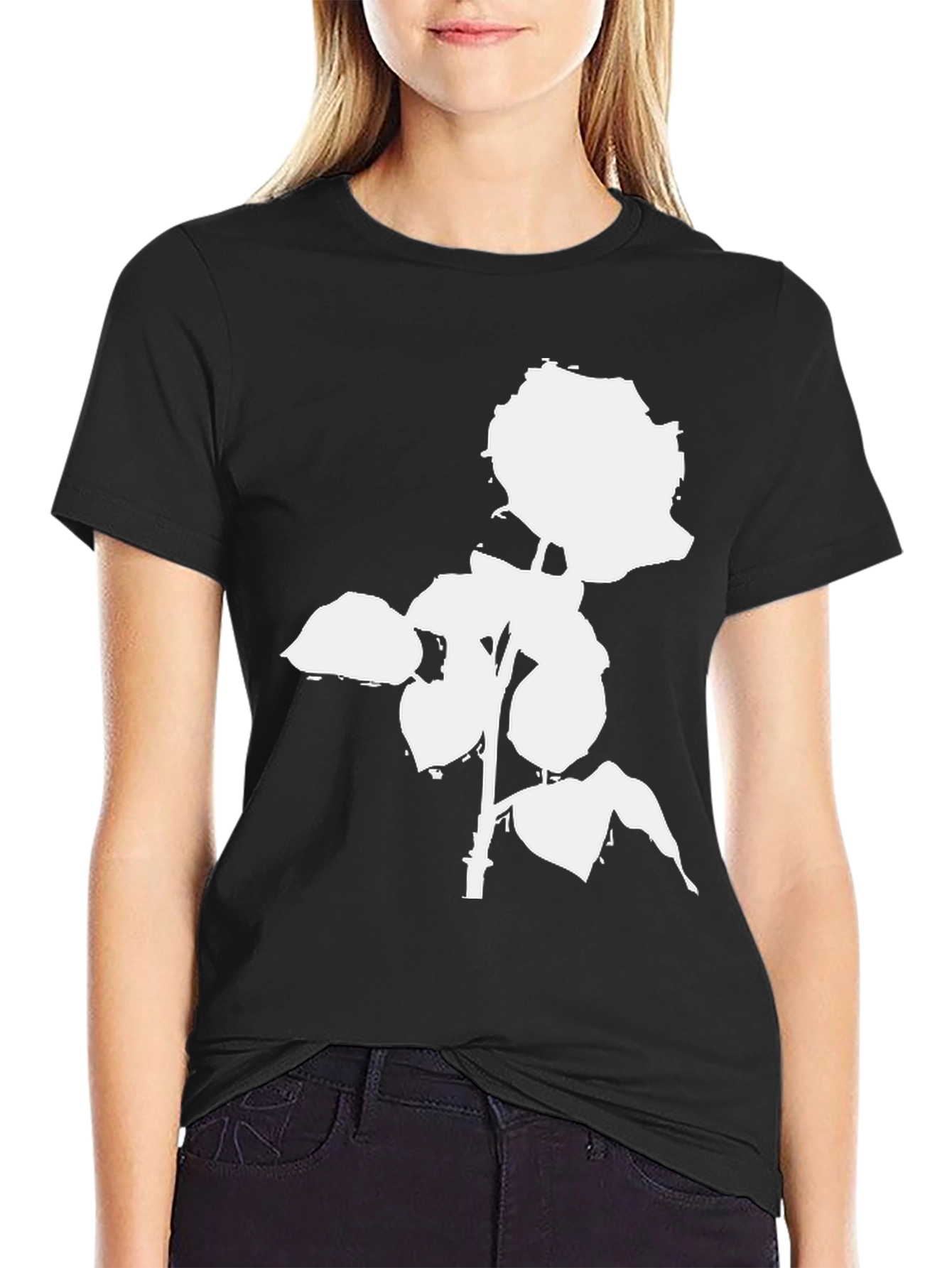 Black Rose Graphic T-Shirt - Bold Black Tee view 2