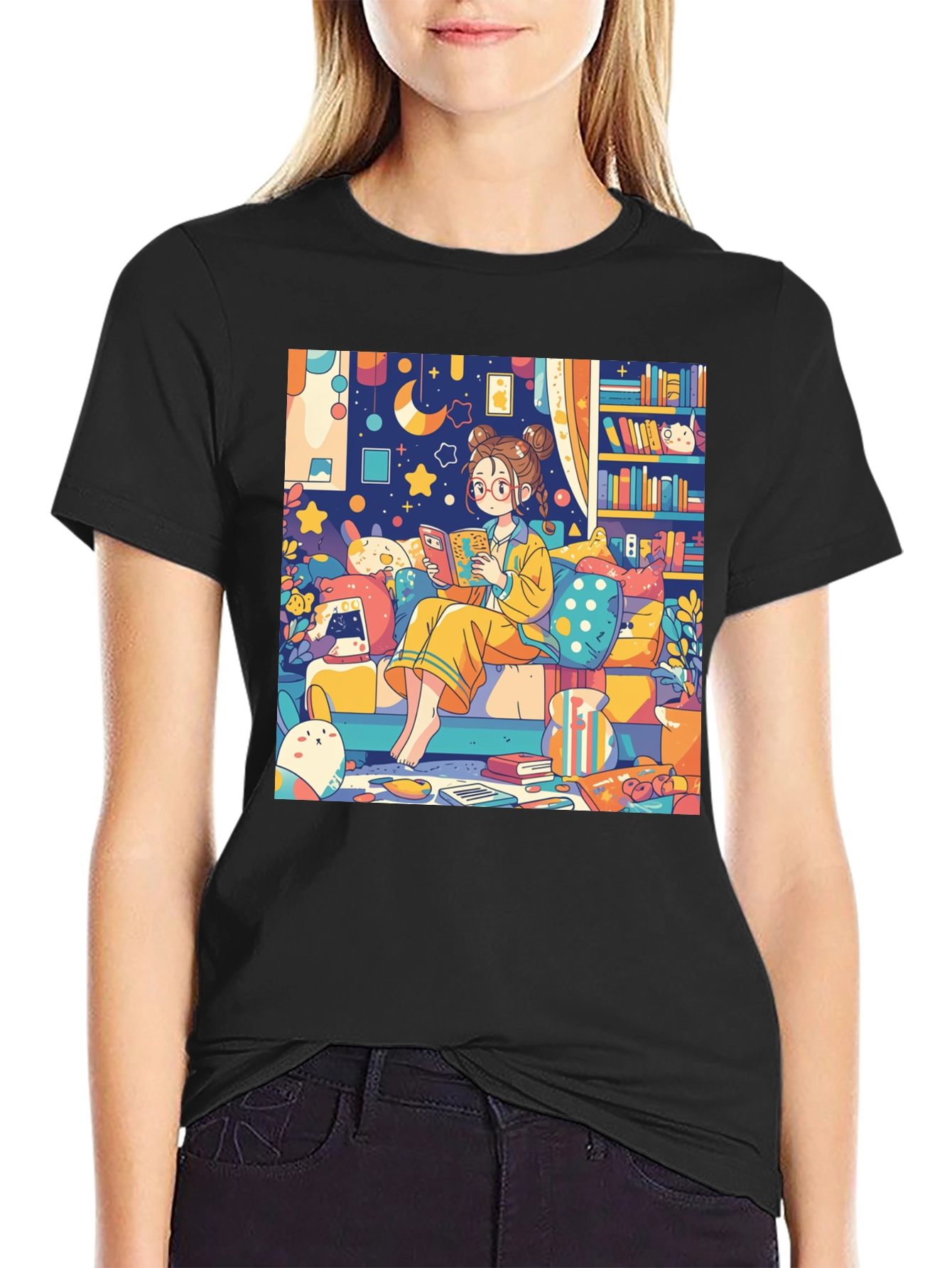 Black Cozy Reading Nook T-Shirt view 2