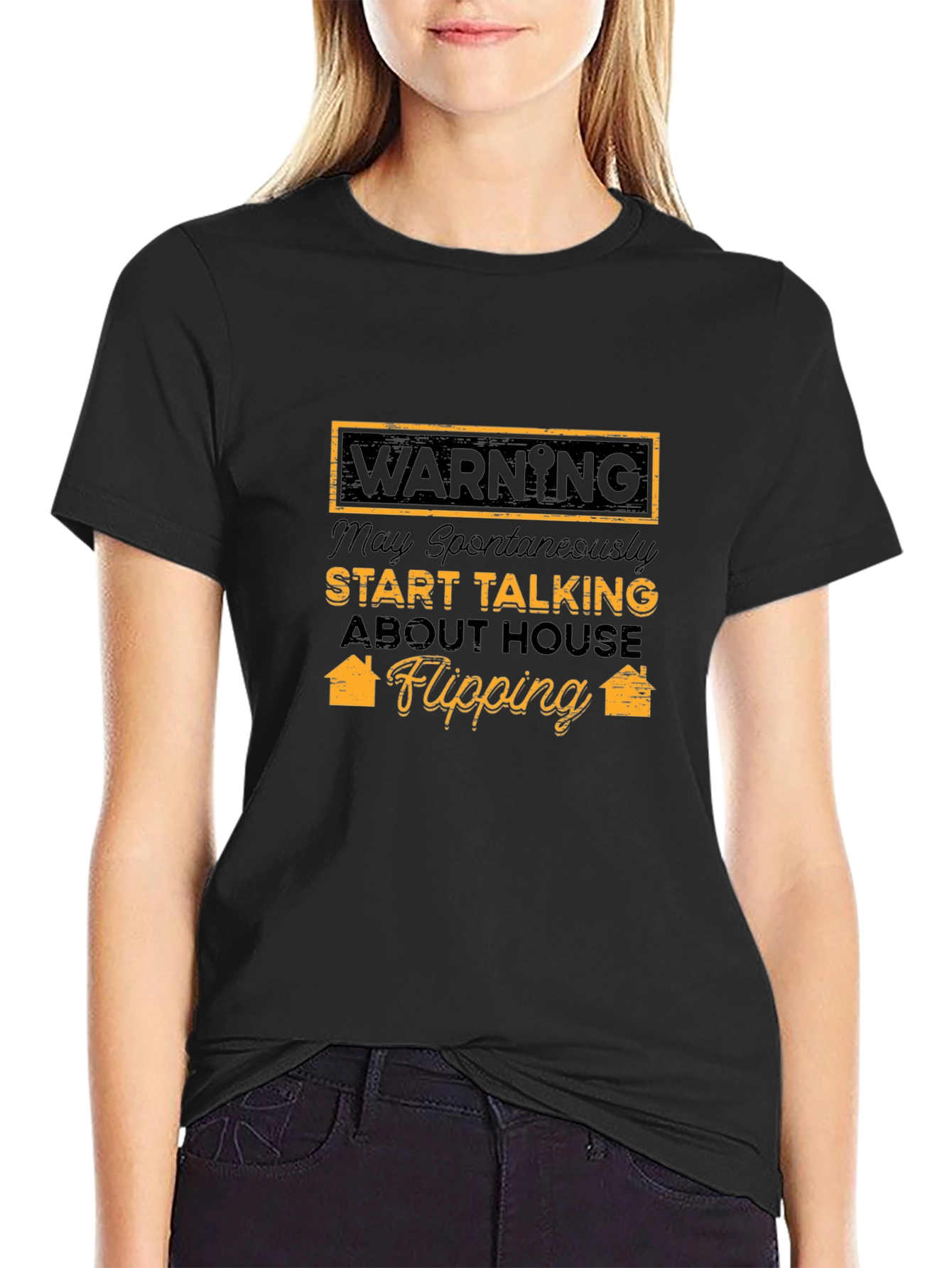 Black House Flipping Warning T-Shirt - Funny Gift view 2