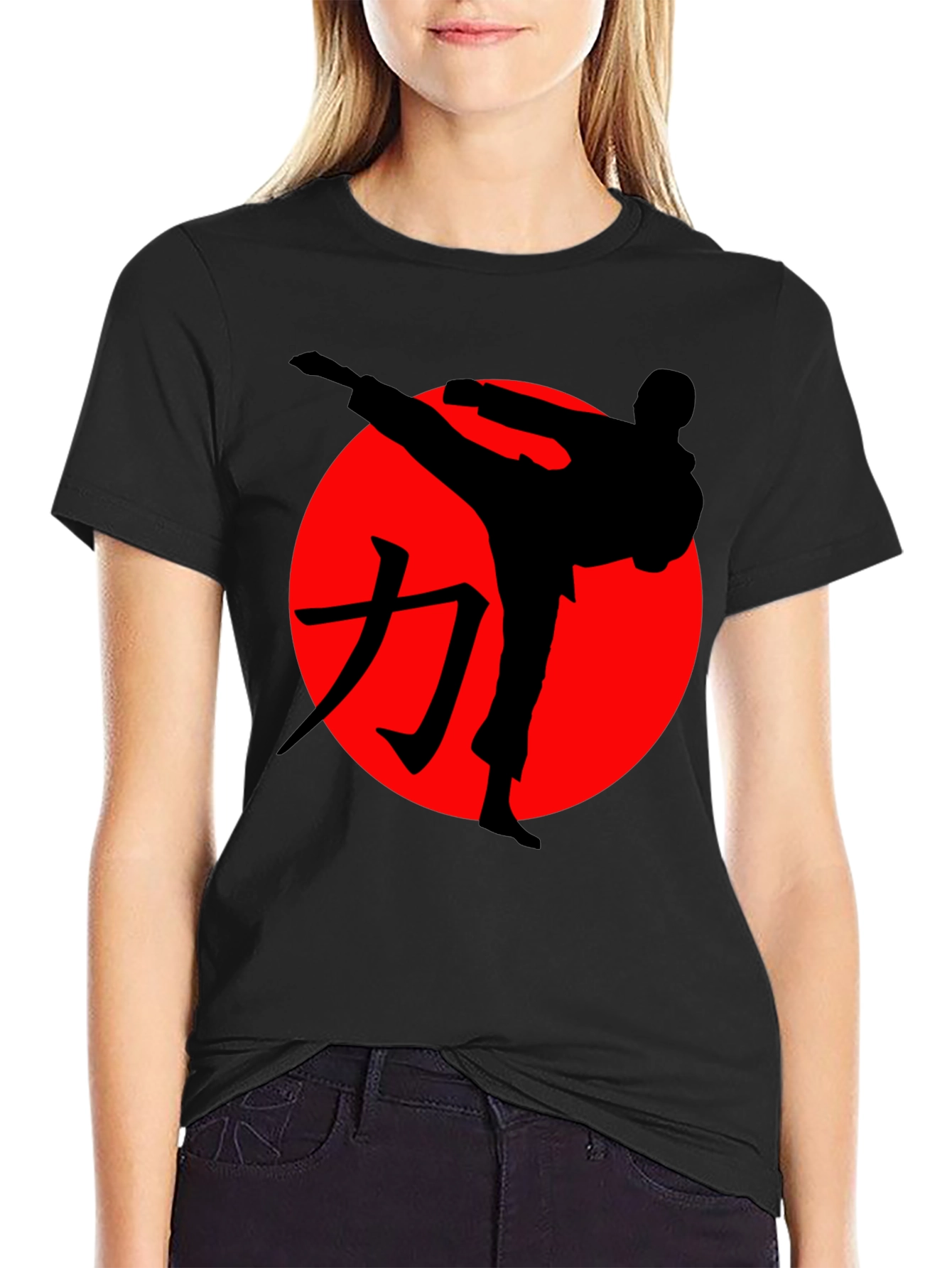 Black Karate Silhouette Graphic Tee - Martial Arts Style view 2