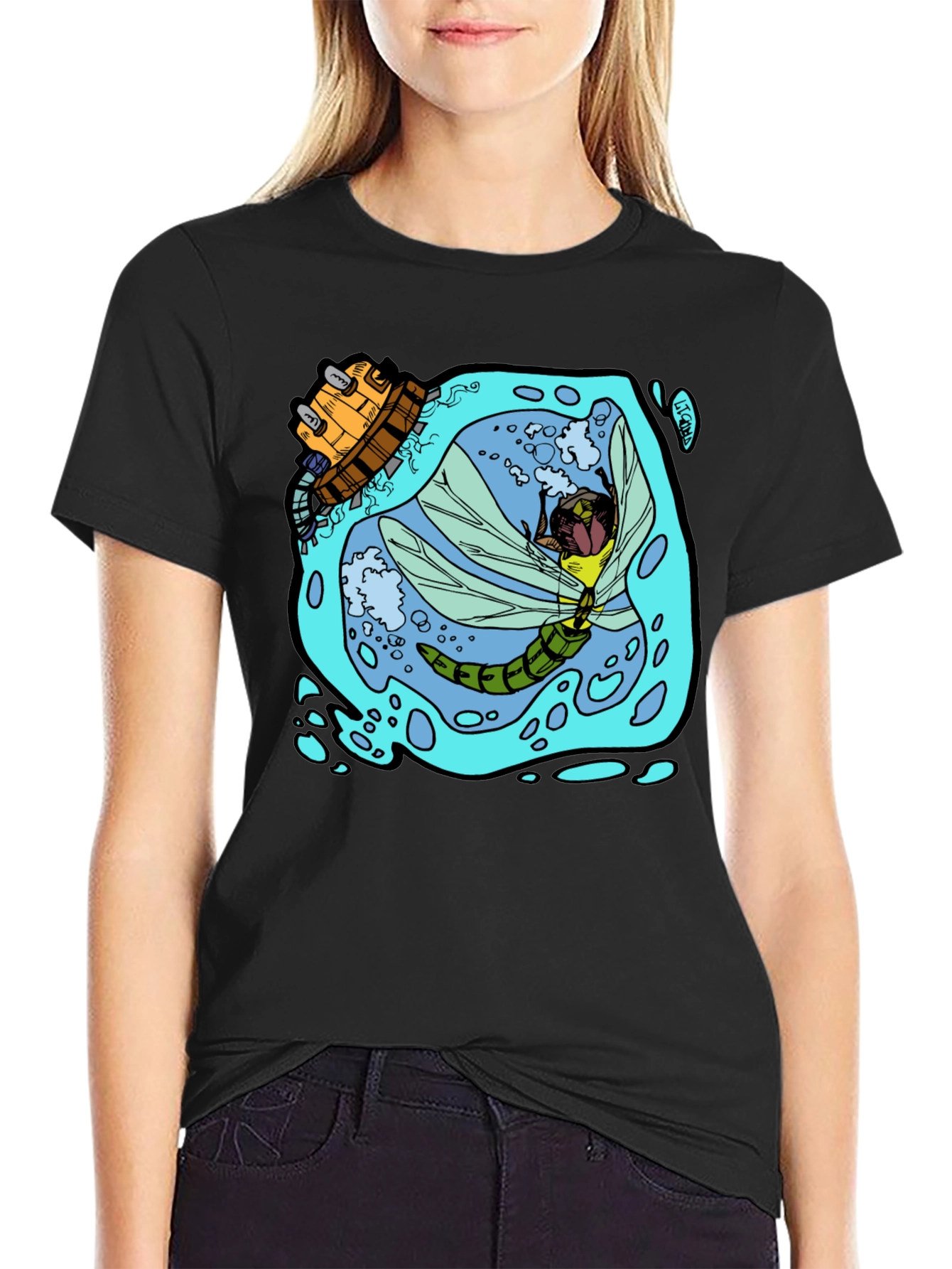 Black Dragonfly & Submarine Graphic Tee view 2