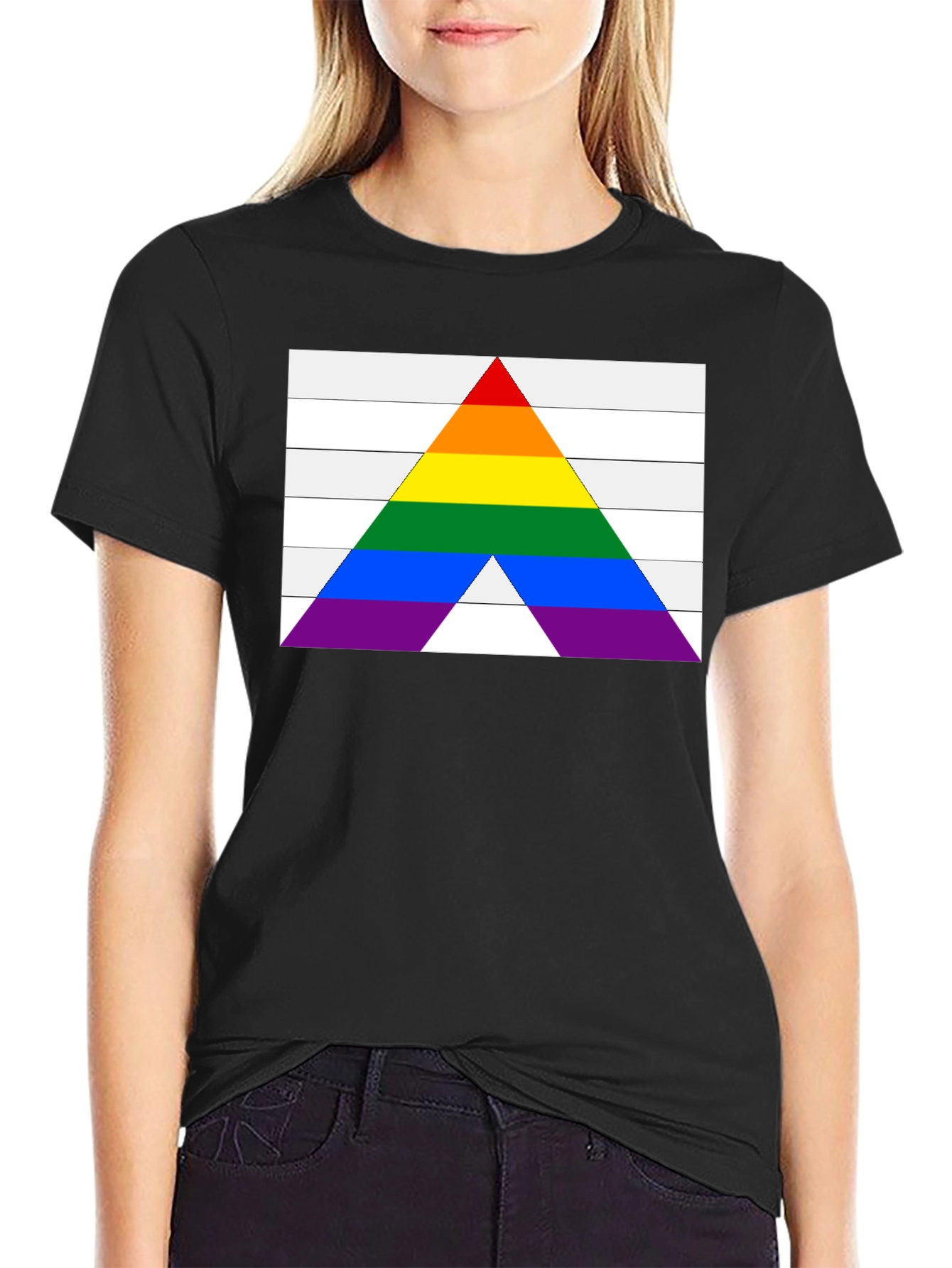 Black Pride Flag Arrow T-Shirt - Black Cotton Blend view 2