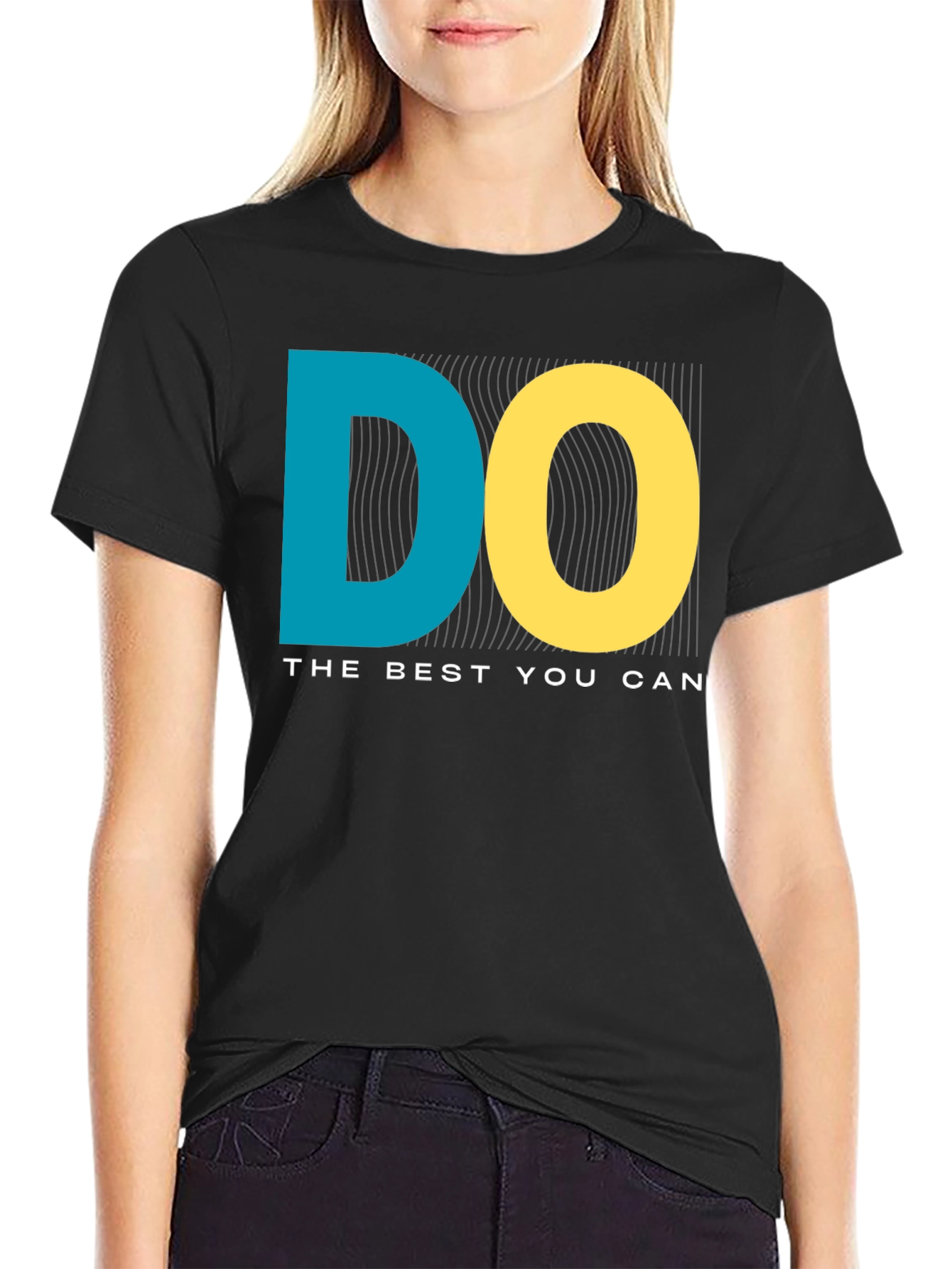 Black Motivational T-Shirt - Do Your Best Graphic Tee view 2