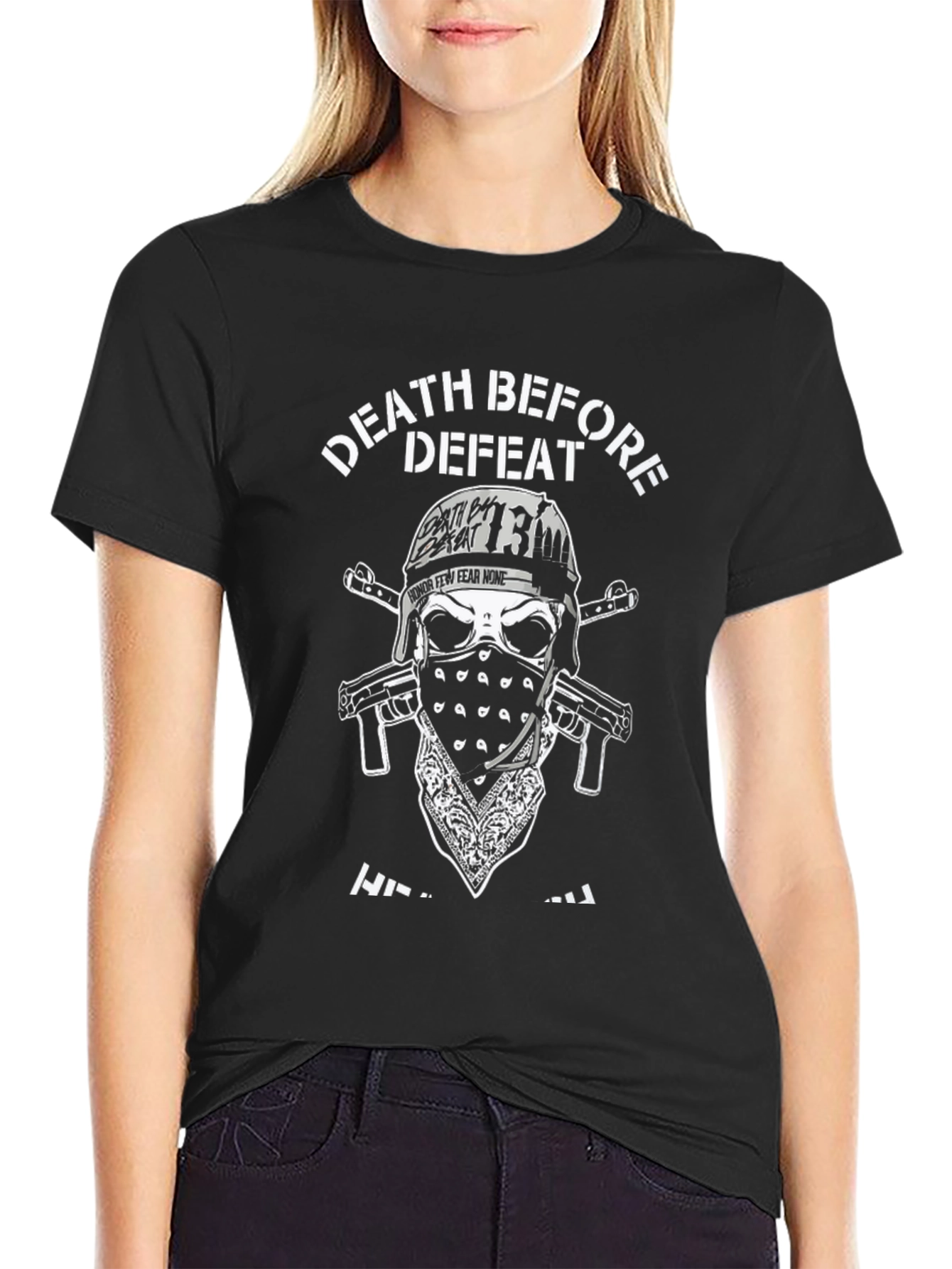 Black Death Before Defeat Skull Graphic Tee view 2