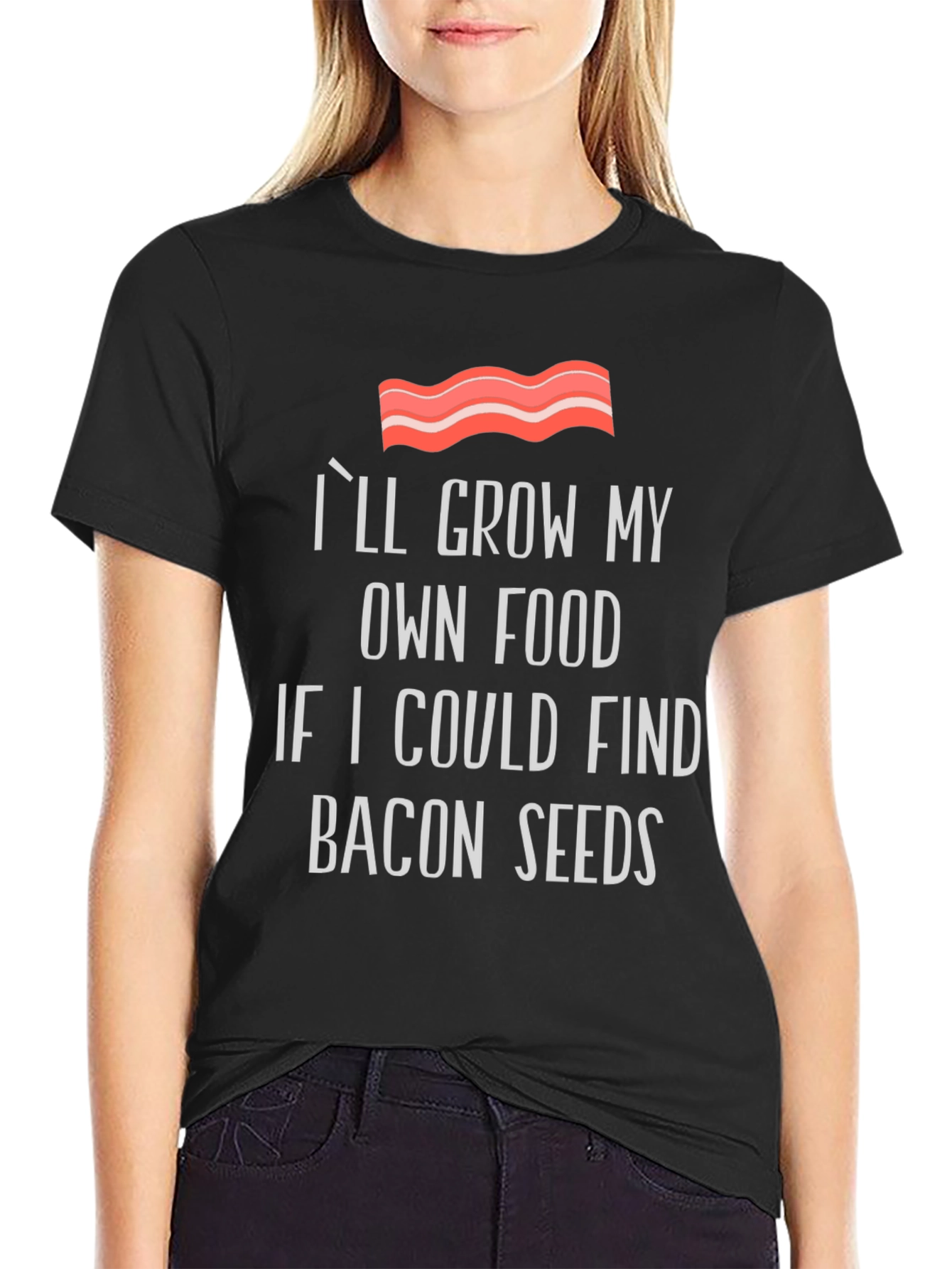 Black Bacon Seeds Graphic Tee - Funny Foodie Shirt view 2