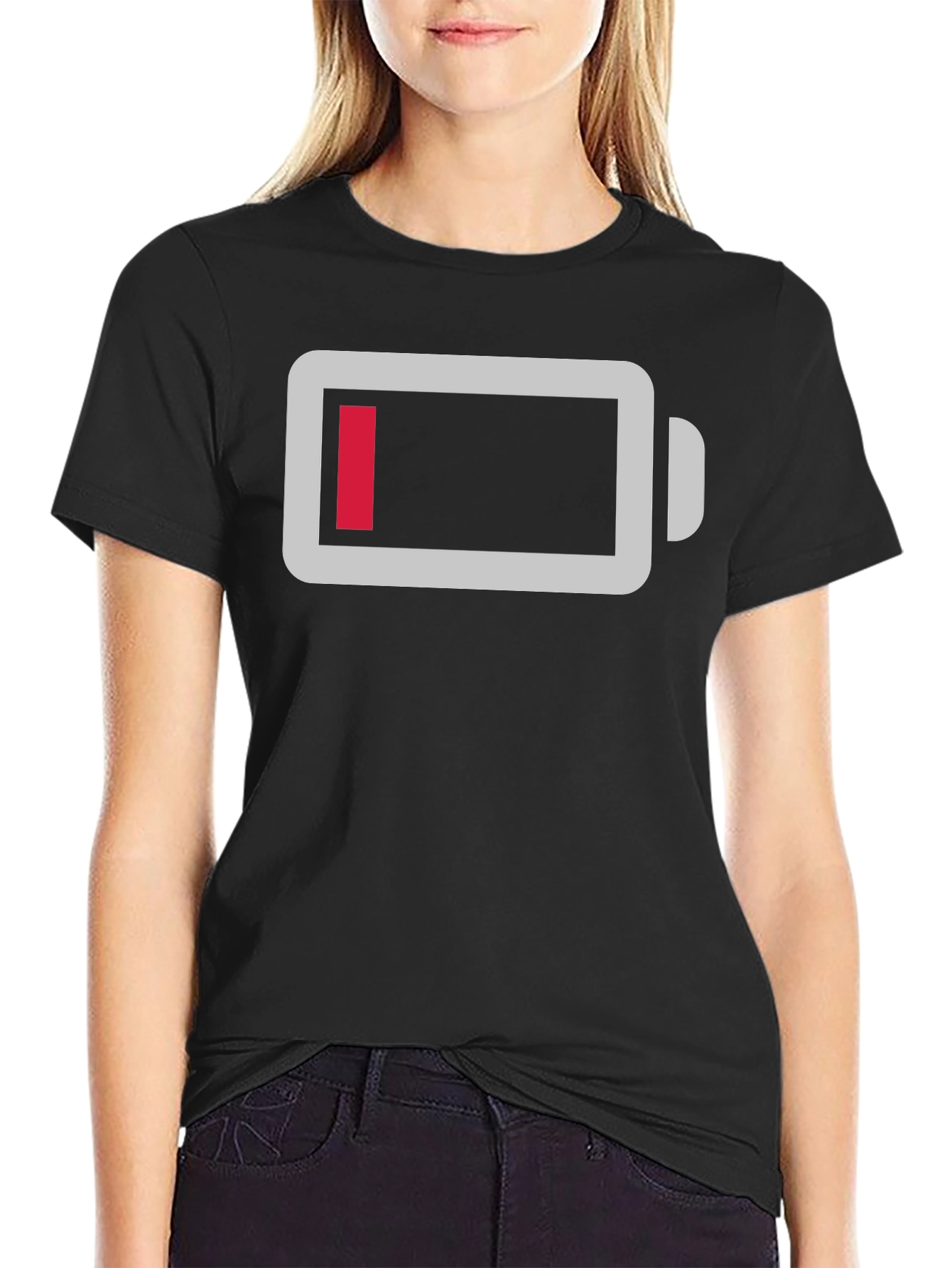 Black Low Battery Graphic Tee - Black Cotton Comfort view 2