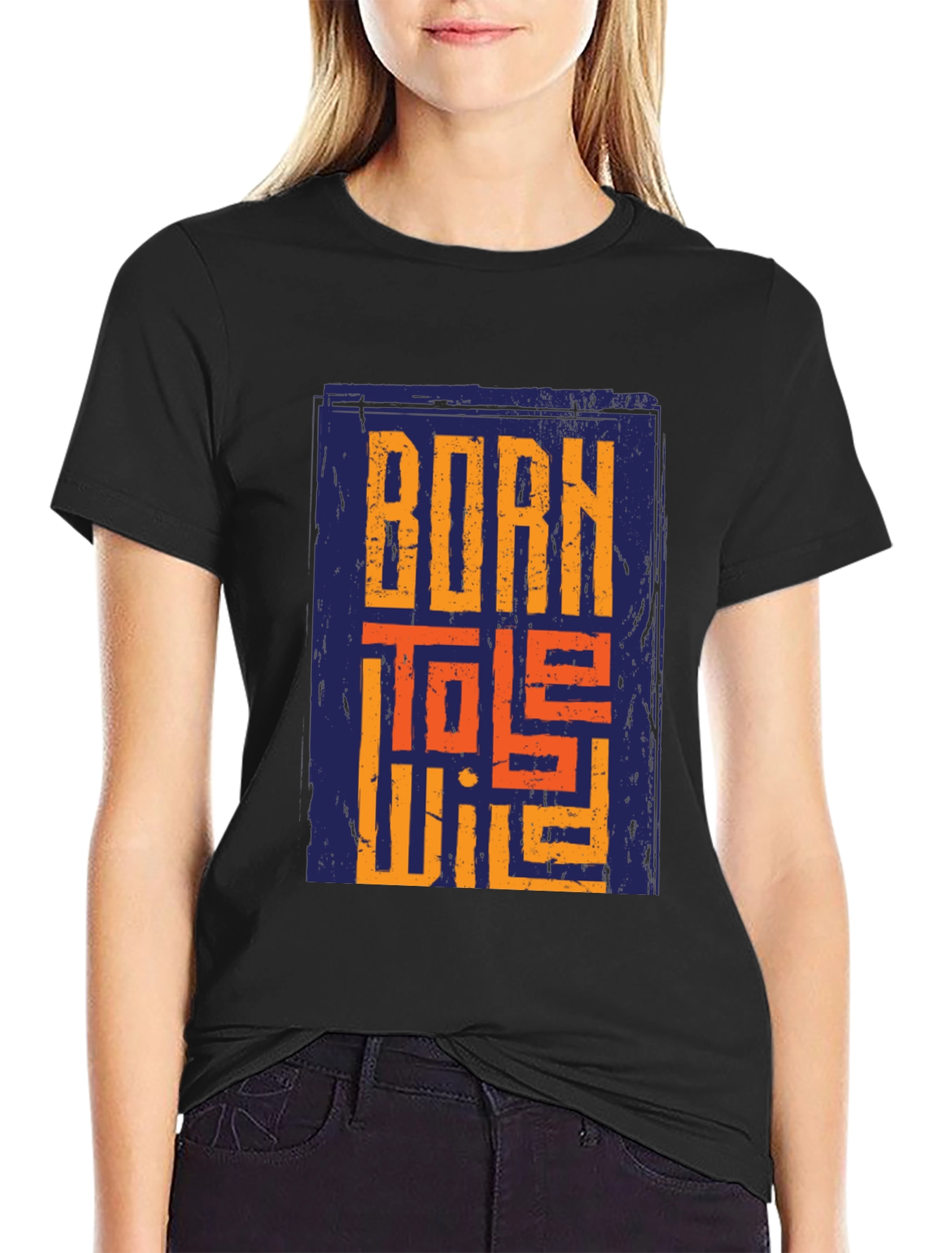 Black Born To Be Wild Graphic Print Black T-Shirt view 2