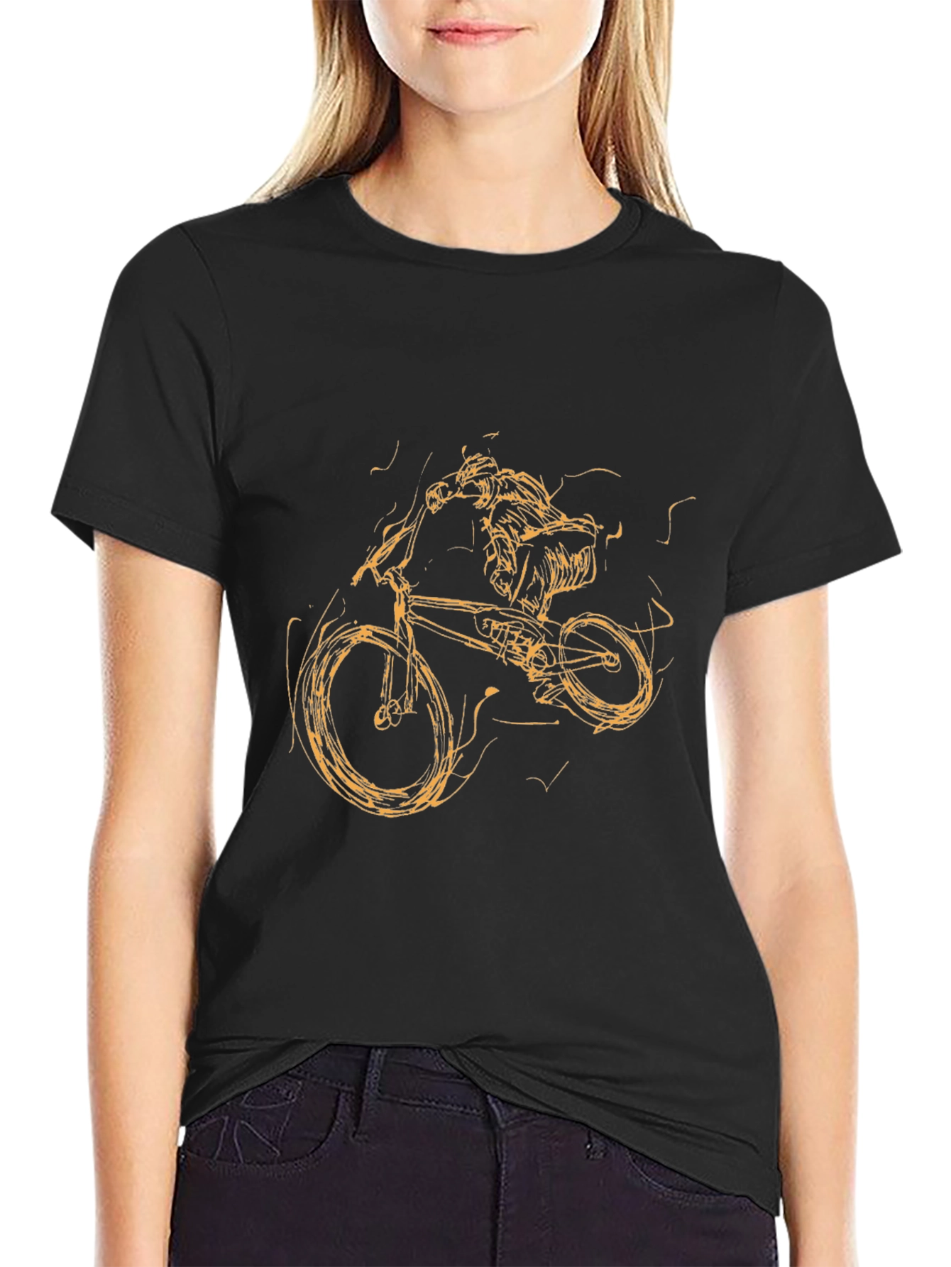 Black Mountain Bike Rider Graphic T-Shirt - Black view 2