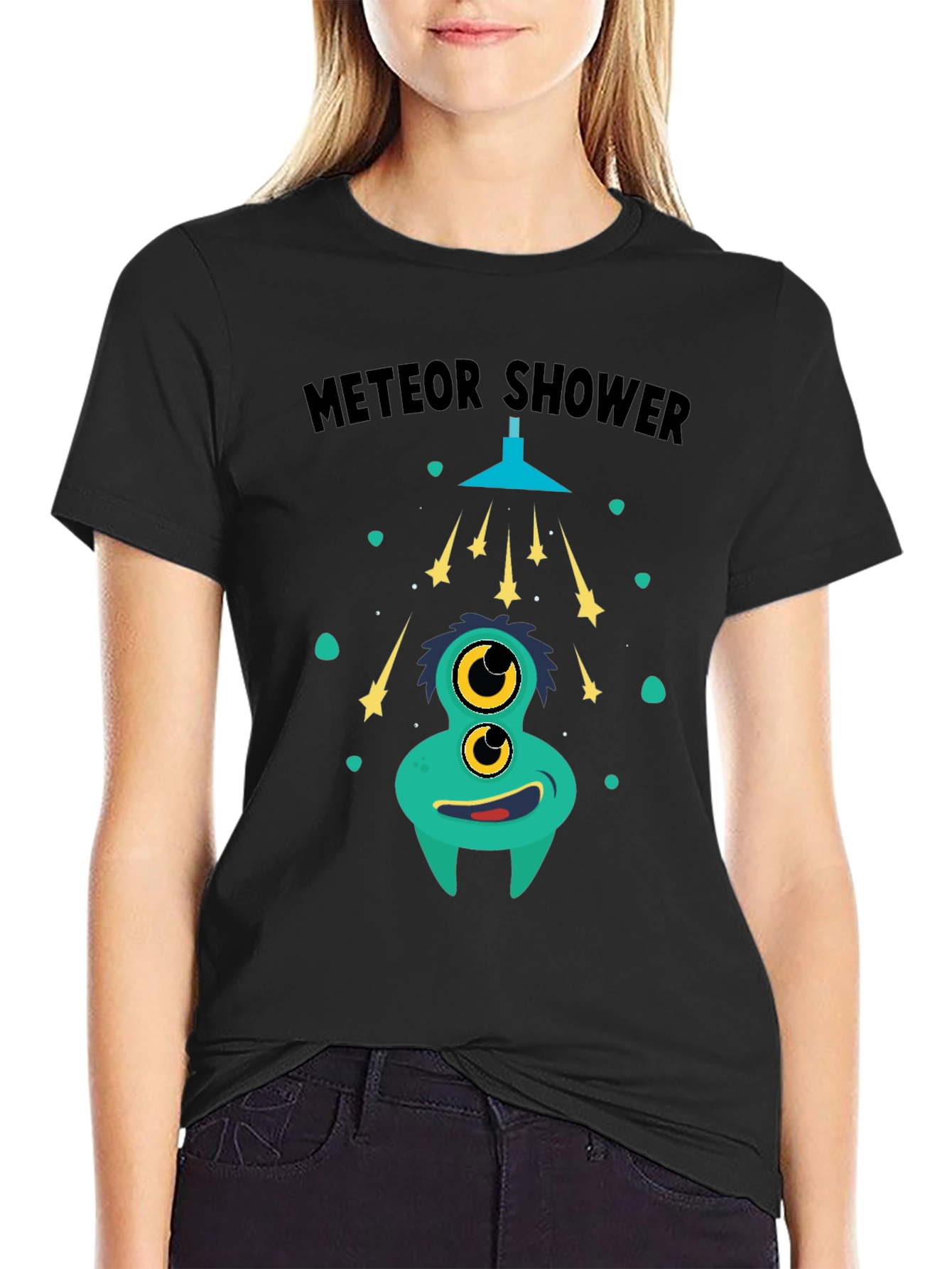 Black Meteor Shower Monster Graphic T-Shirt view 2