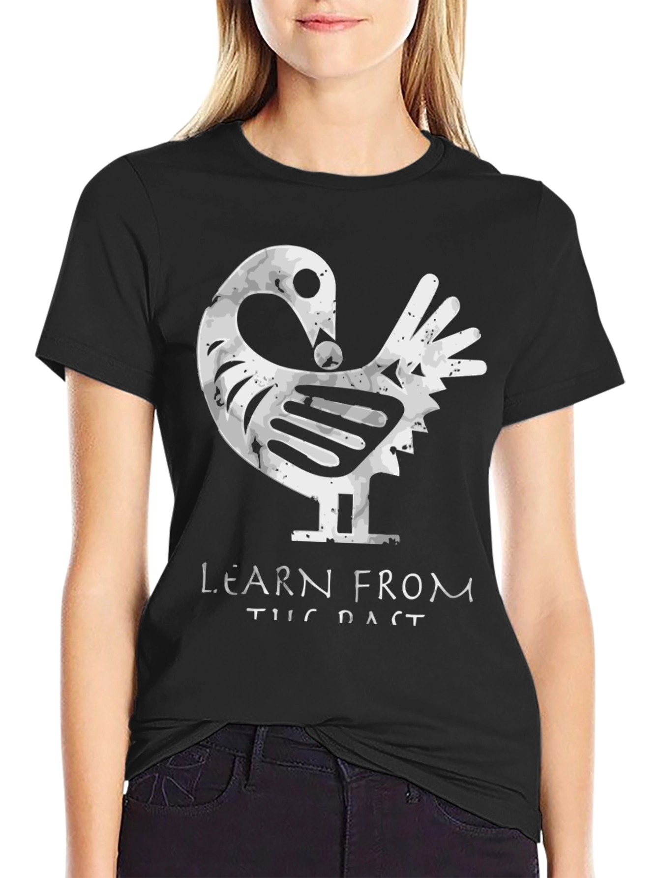 Black Adinkra Inspired T-Shirt - Learn From The Past view 2