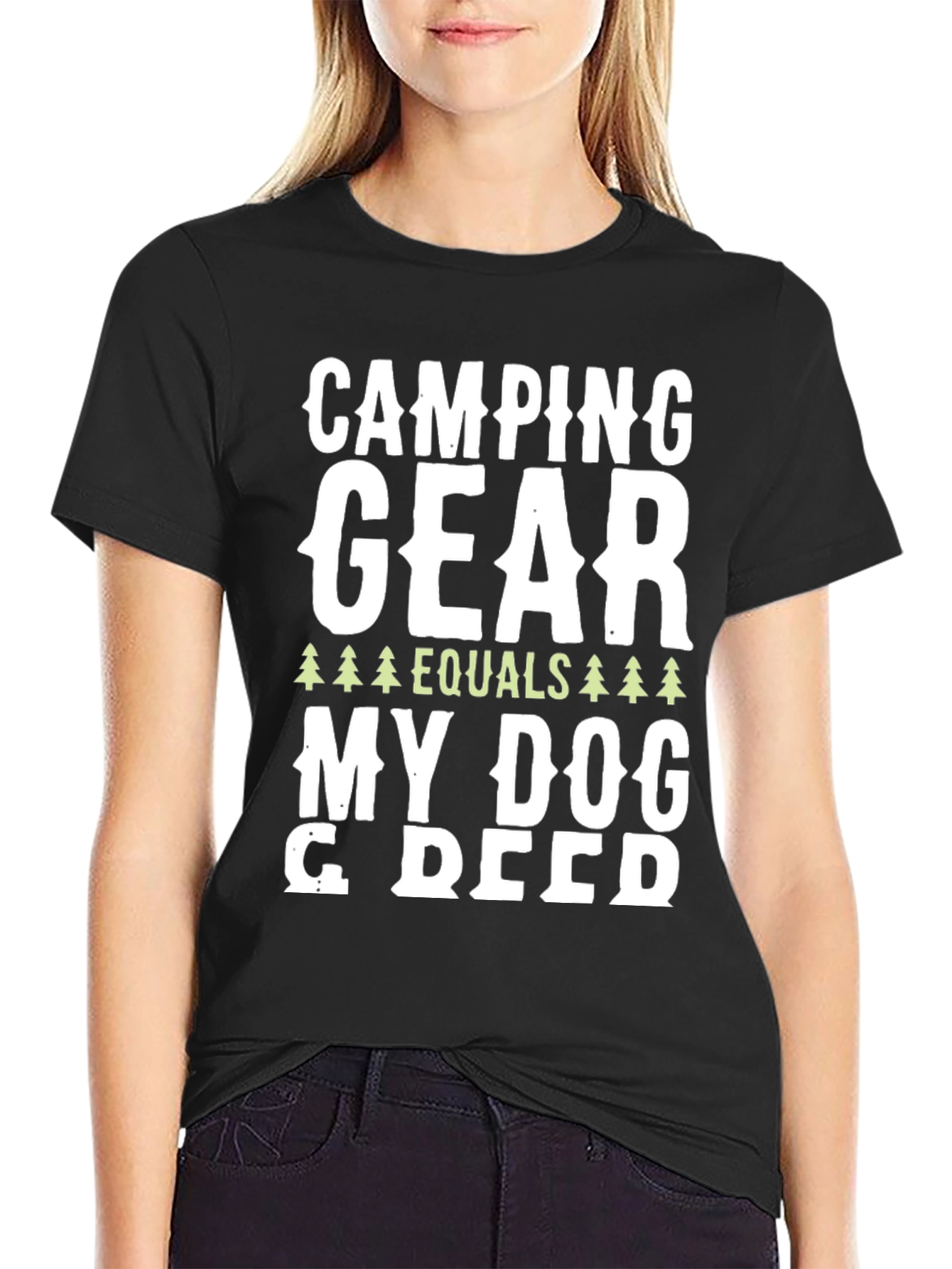 Black Camping Gear Equals My Dog T-Shirt view 2