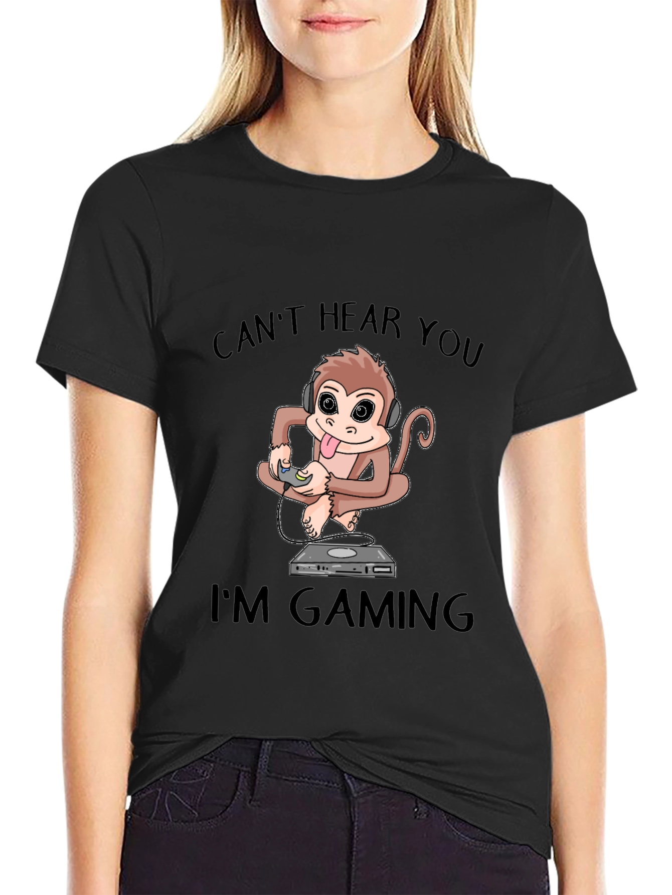 Black Can't Hear You I'm Gaming T-Shirt view 2