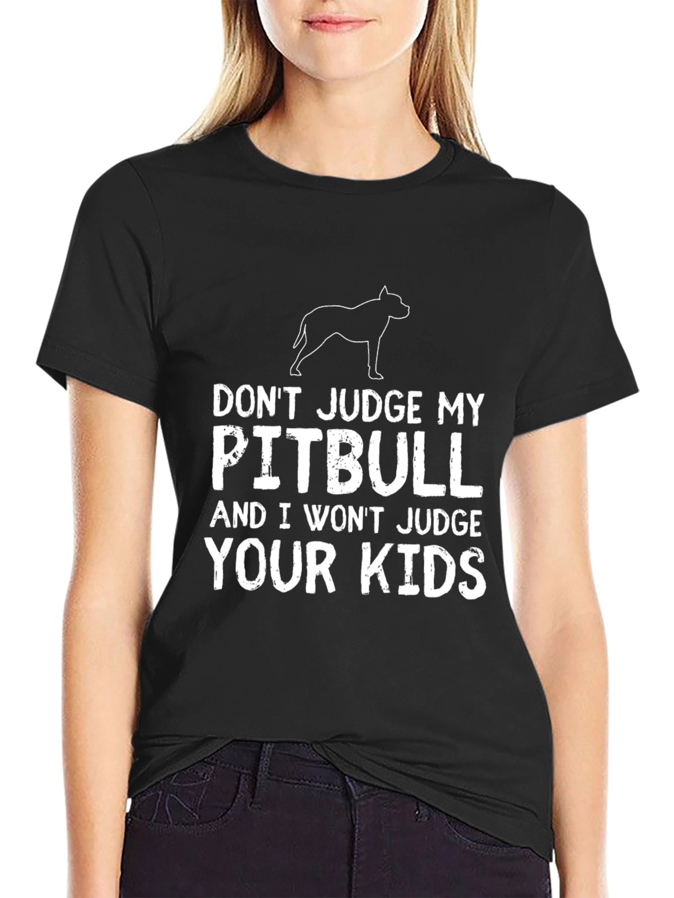 Black Don't Judge My Pitbull Graphic T-Shirt view 2