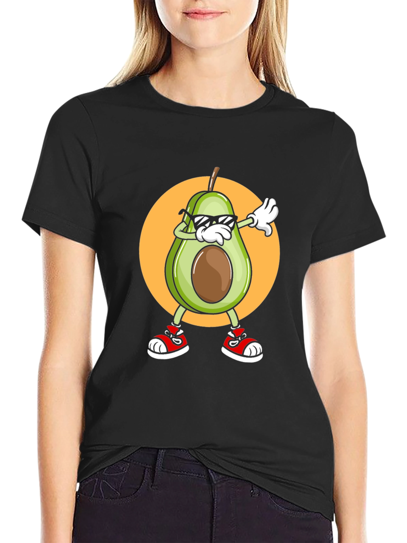 Black Dabbing Avocado Graphic T-Shirt - Trendy Fruit Tee view 2