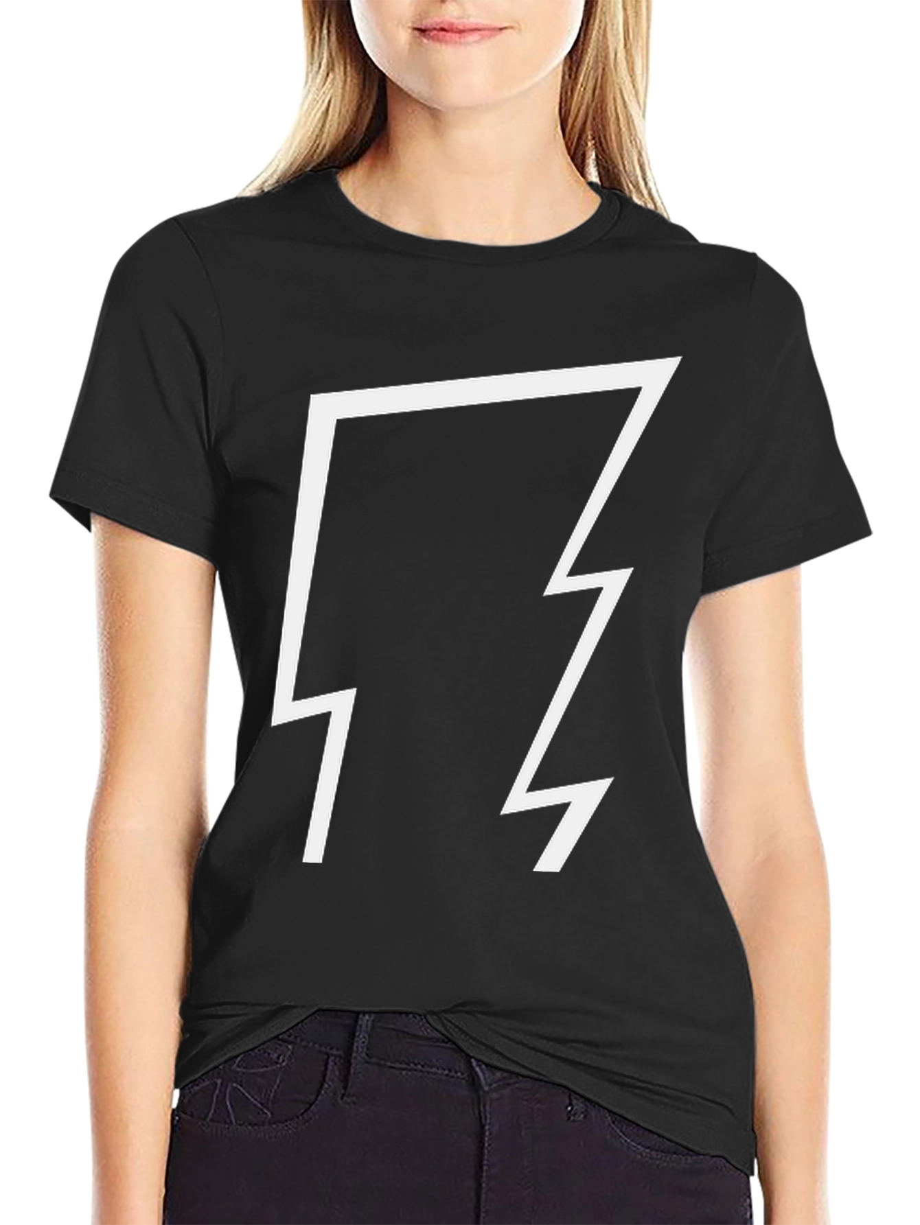 Black Bold Lightning Bolt Graphic Tee - Black view 2