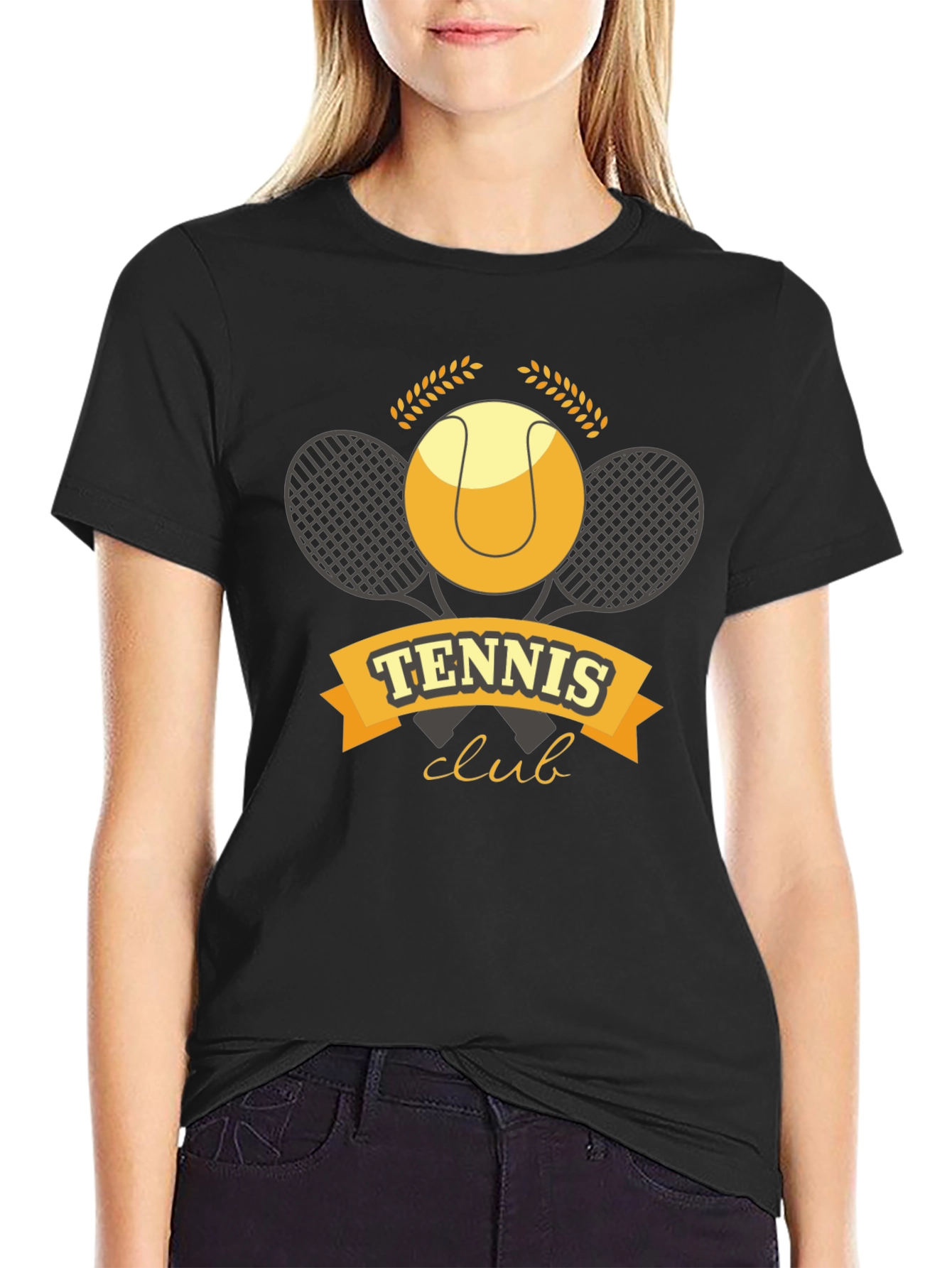 Black Tennis Club Graphic T-Shirt - Classic Sports Tee view 2