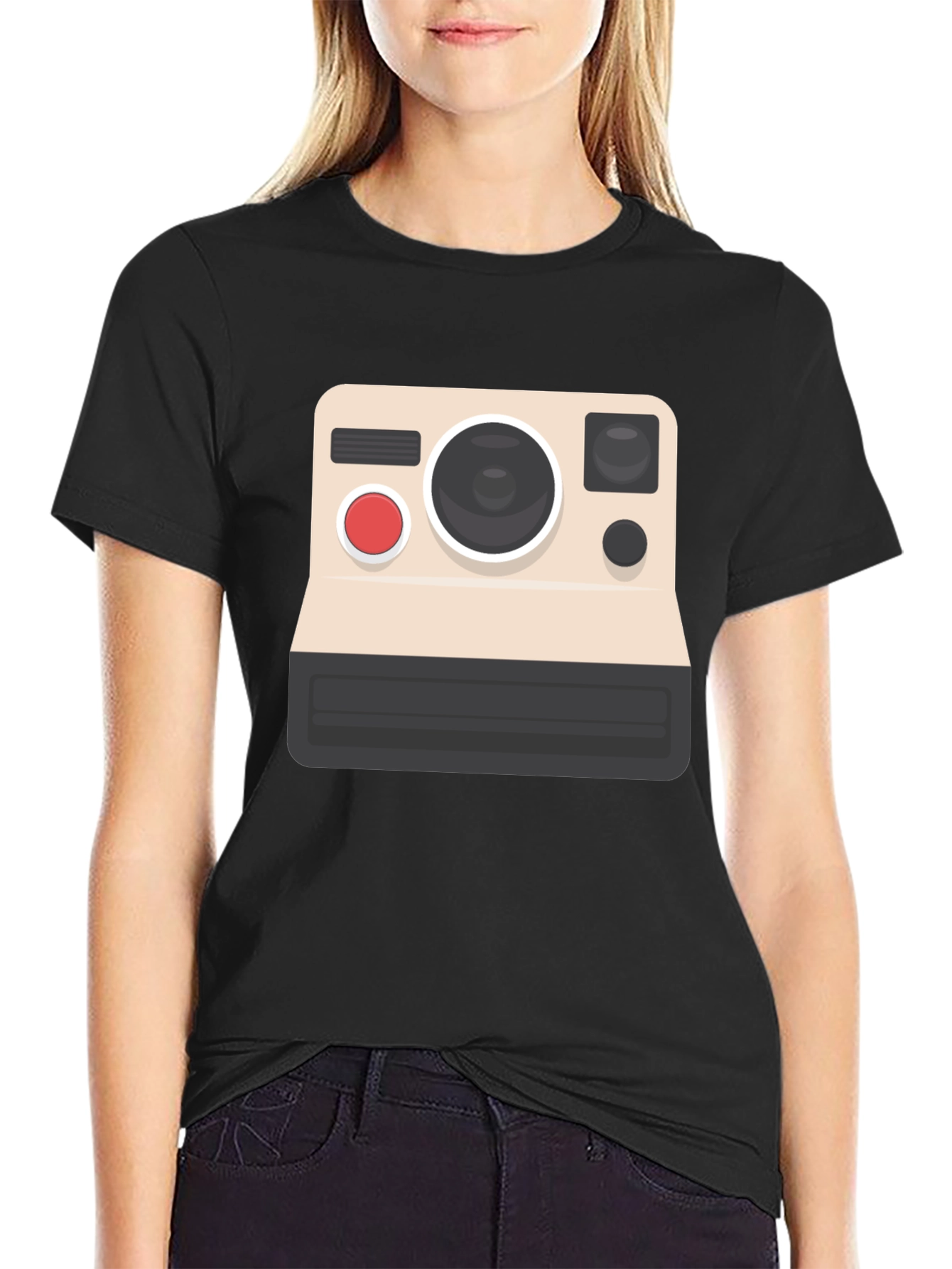 Black Vintage Camera Graphic Tee - Classic Style view 2